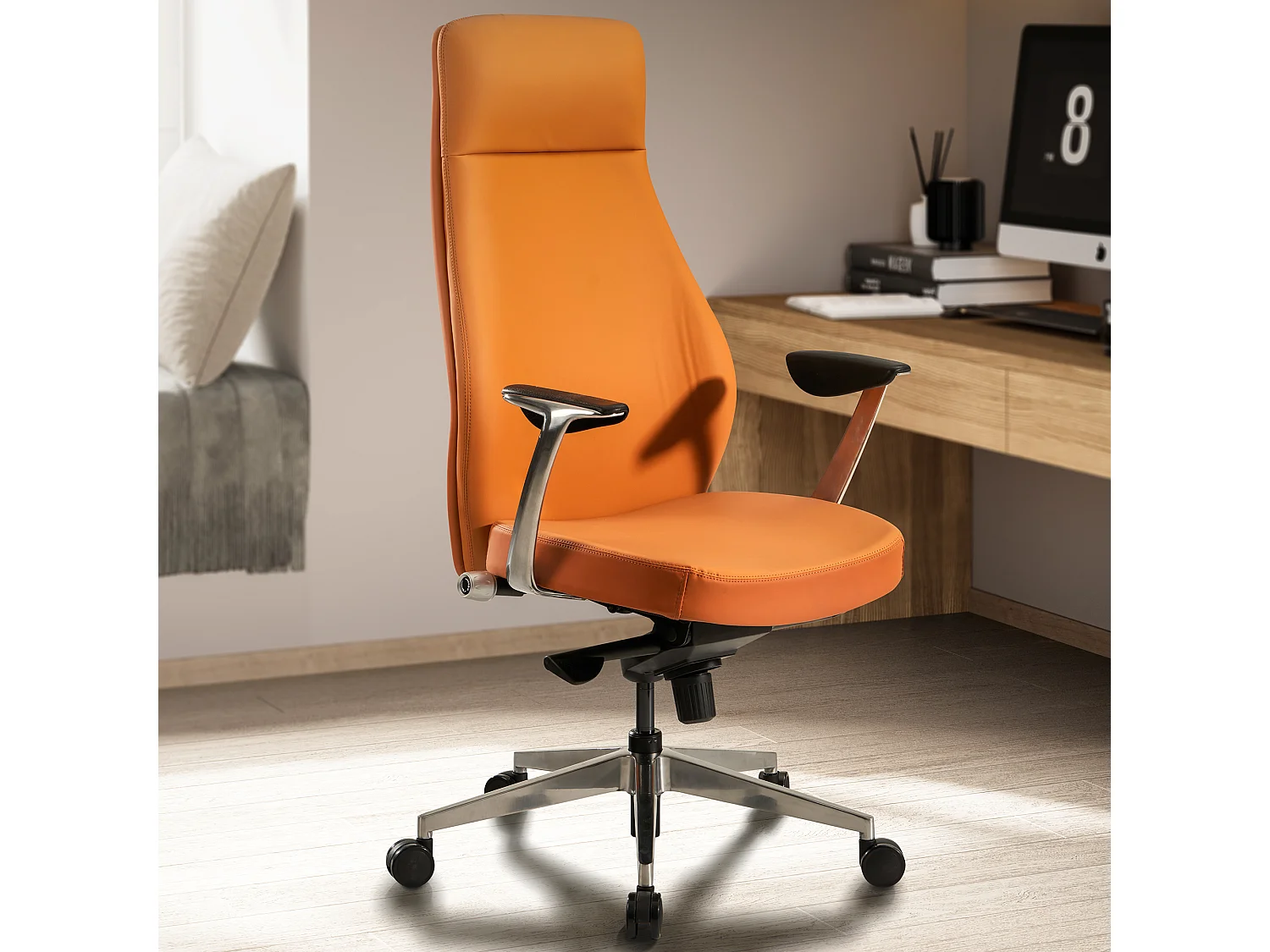 Chaise de Bureau Simili Cuir Fauteuil Ergonomique Siège Pivotante 120kg