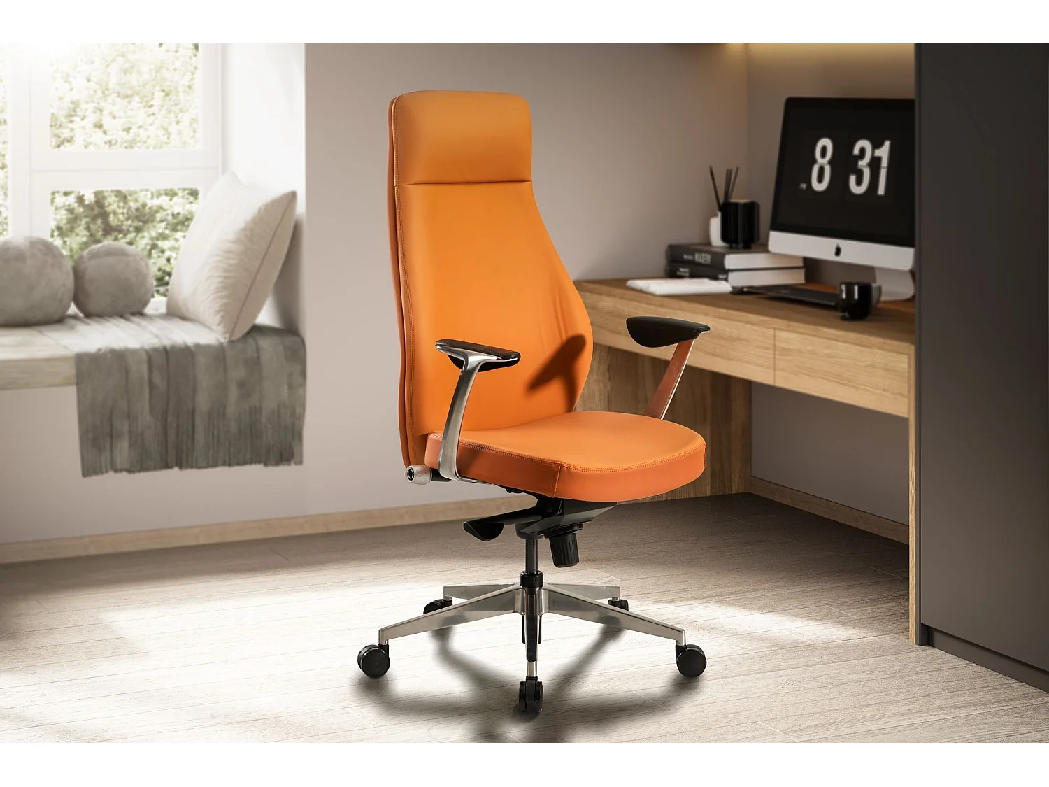 Chaise de Bureau Simili Cuir Fauteuil Ergonomique Siège Pivotante 120kg