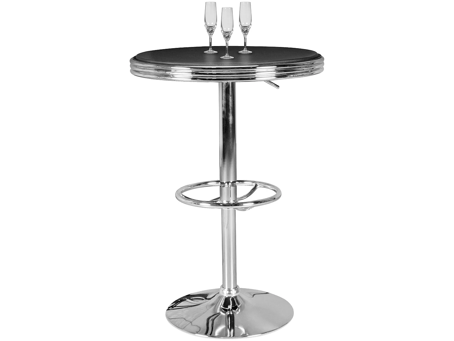 Bartisch Ø 60 cm American Diner Schwarz / Alu Design Bistrotisch Stehtisch rund