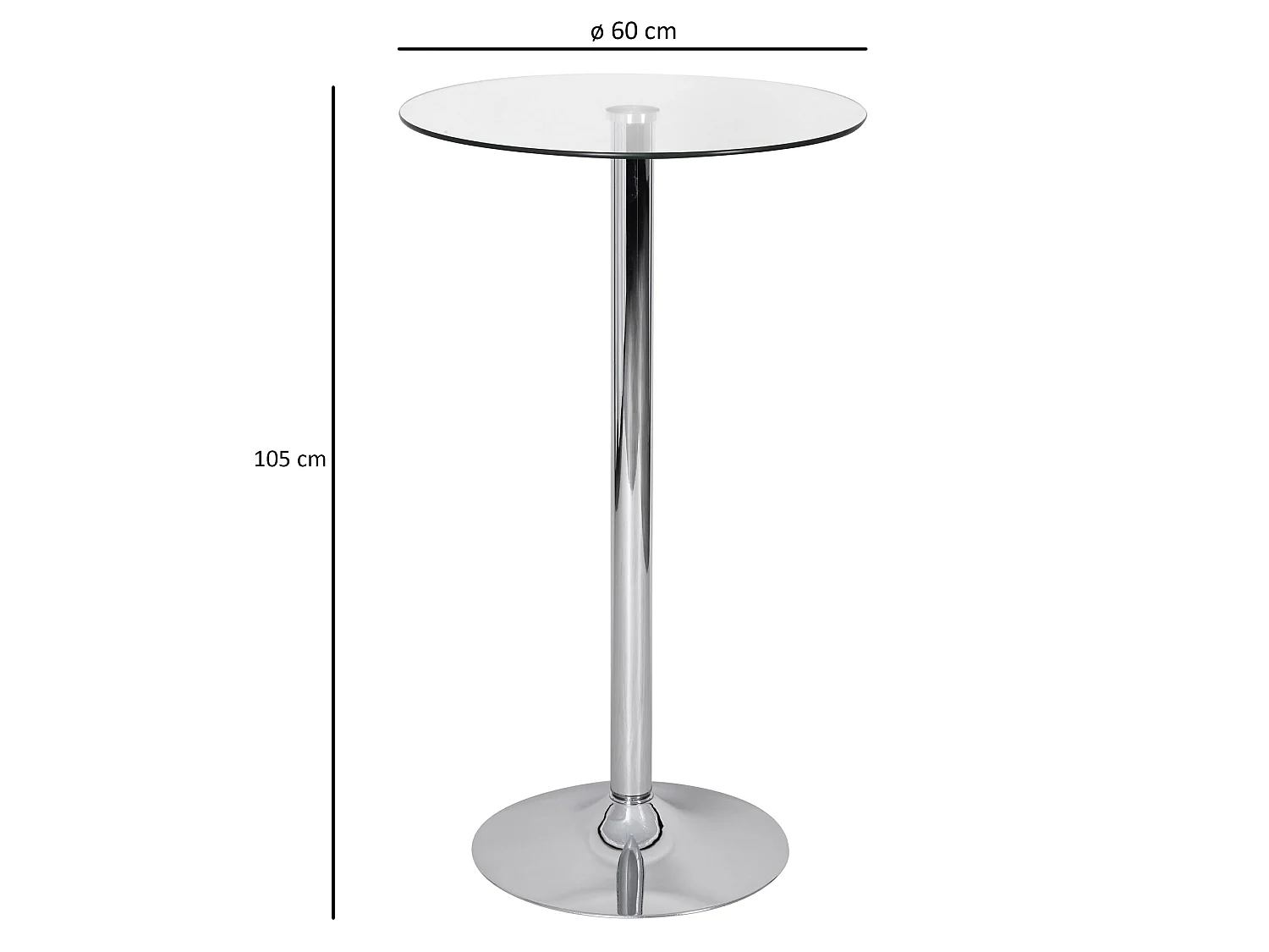 Stehtisch Bartisch Bistrotisch Imbisstisch Metall Chrom Glas Rund 60 cm