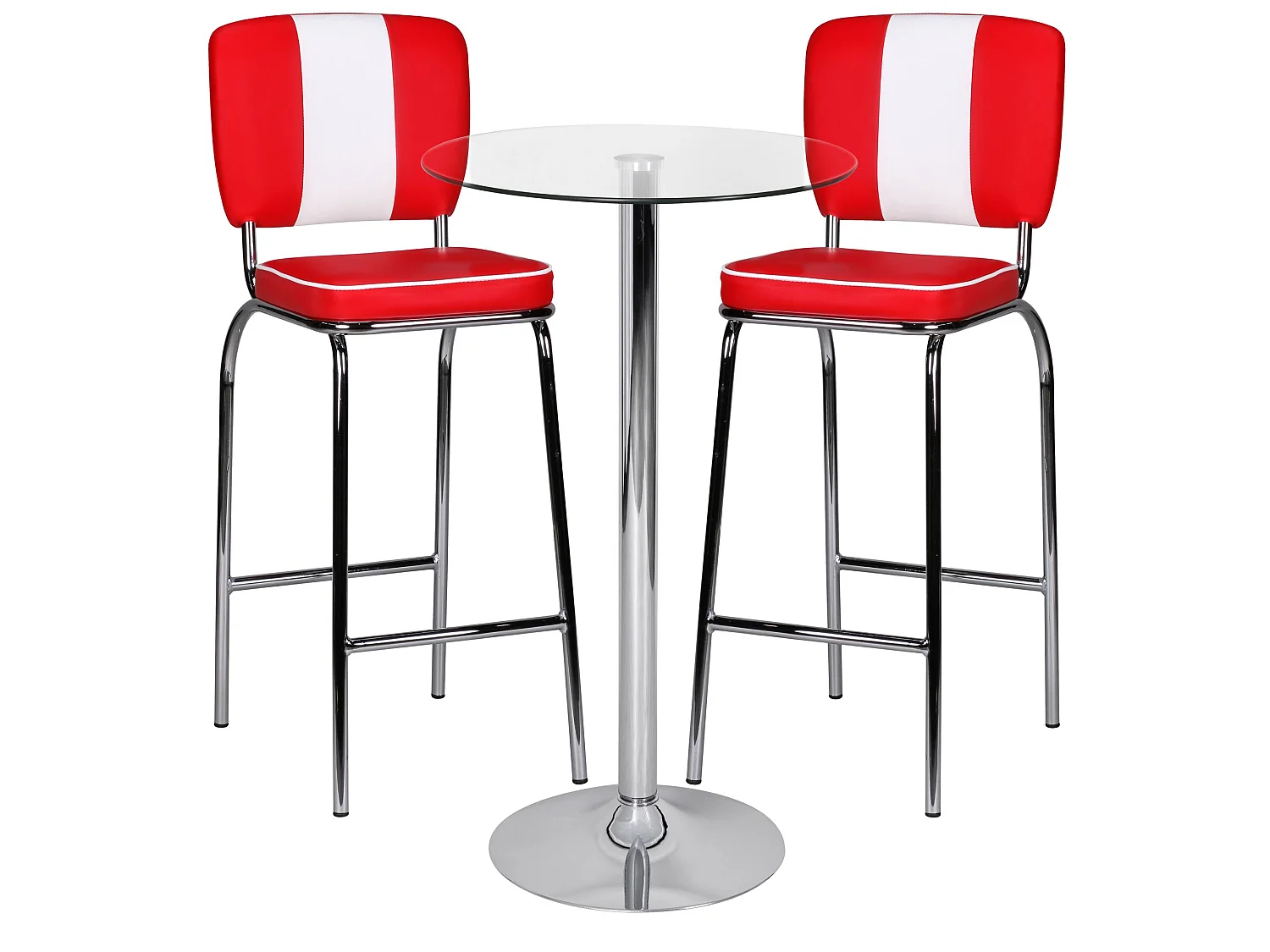 Stehtisch Bartisch Bistrotisch Imbisstisch Metall Chrom Glas Rund 60 cm