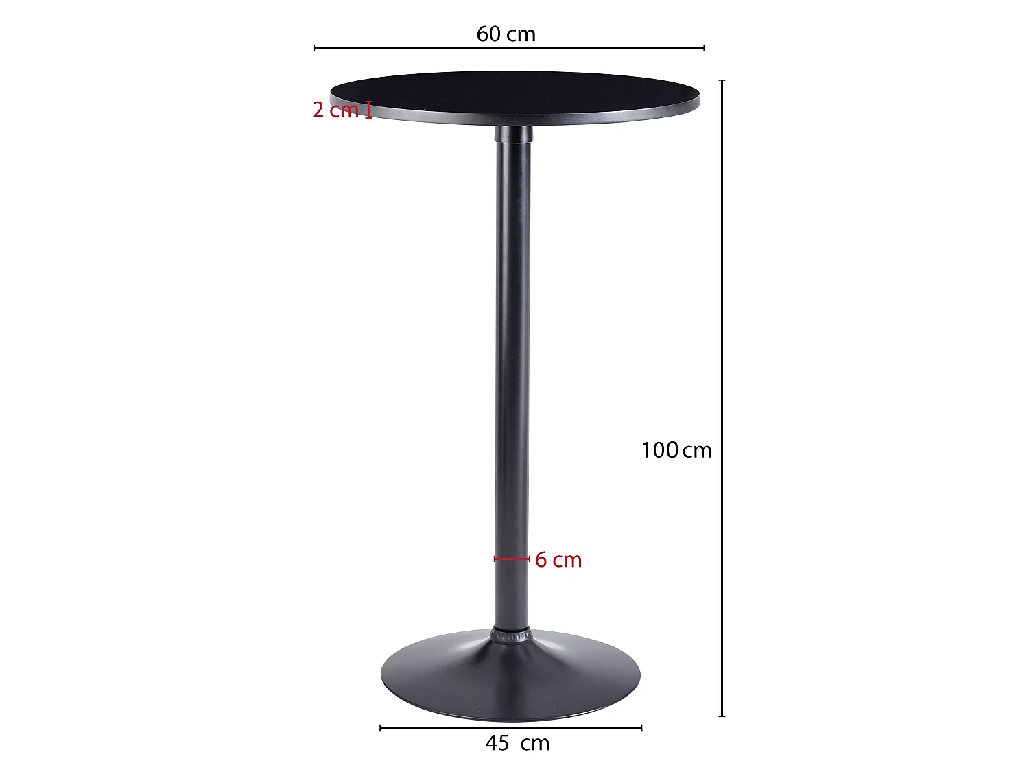 table de bar table haute noire Ø 60 cm table bistrot métal / bois table ronde