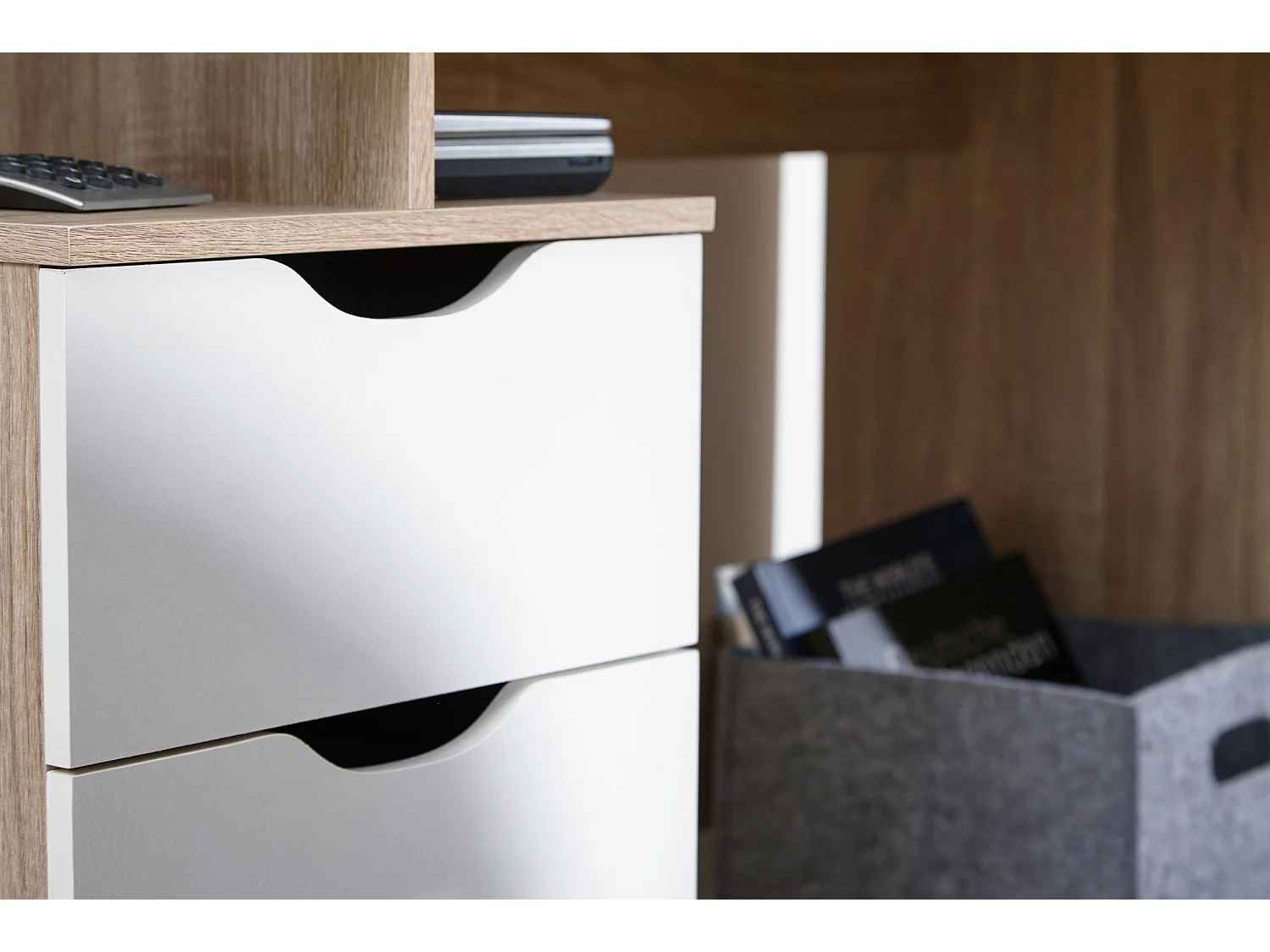 Schreibtisch MASSA mit Container Sonoma Computertisch Bürotisch 120cm 3 Schübe