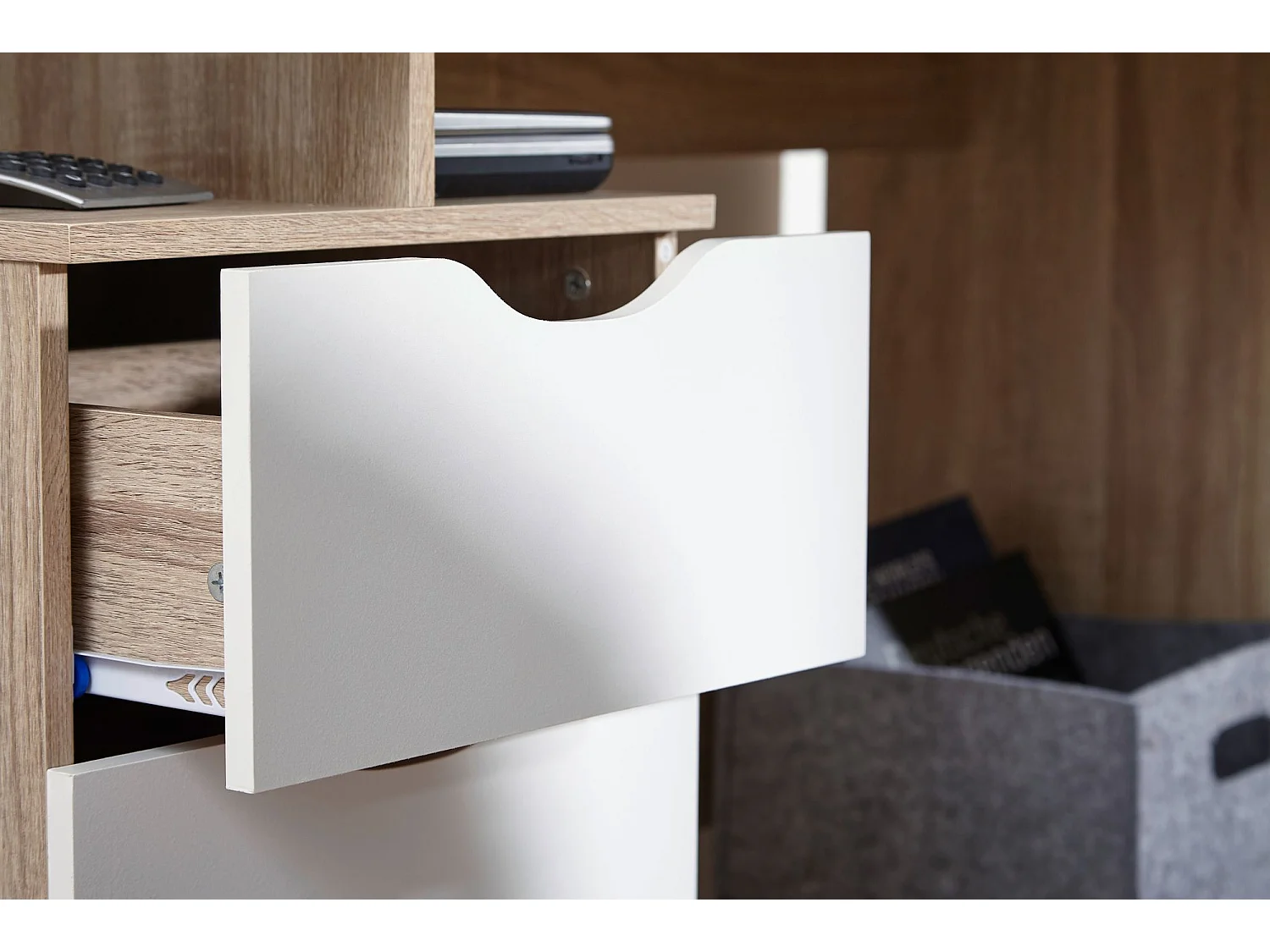 Schreibtisch MASSA mit Container Sonoma Computertisch Bürotisch 120cm 3 Schübe