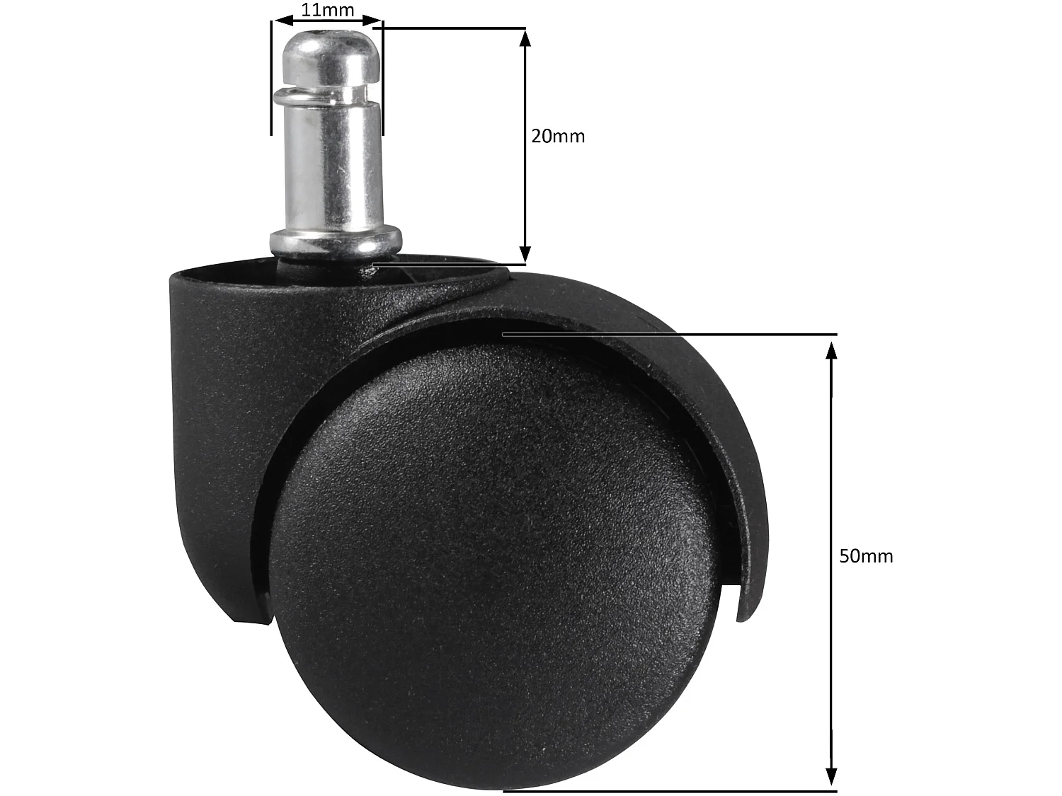 5er Set Rollen für Bürostuhl 11 Teppichbodenrollen 50 mm Weichbodenrollen