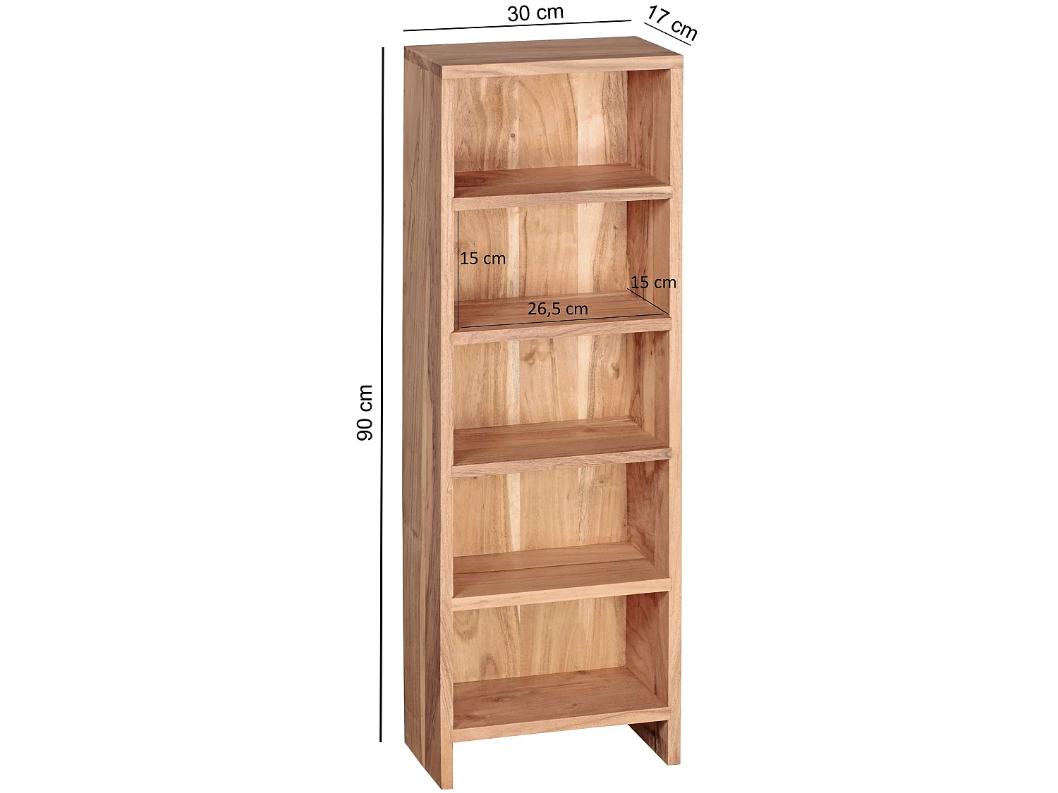 Étagère Rangement CD bois massif 30x90x17cm Meuble de Rangement Étagère