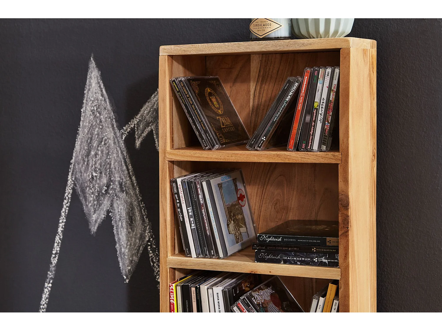 Étagère Rangement CD bois massif 30x90x17cm Meuble de Rangement Étagère