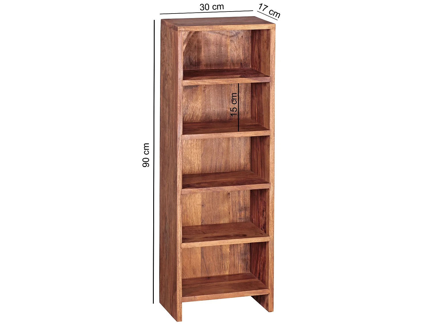 Étagère Rangement CD bois massif 30x90x17cm Meuble de Rangement Étagère