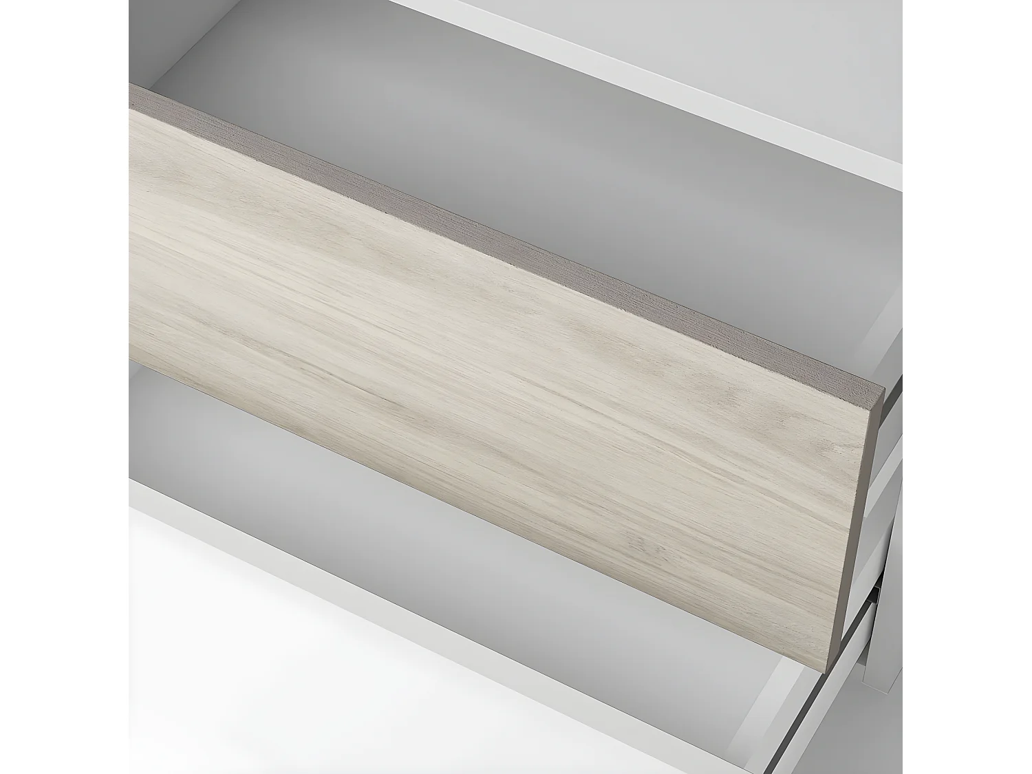 Table de chevet 2 tiroirs blanc et effet bois 54 cm - Arizona