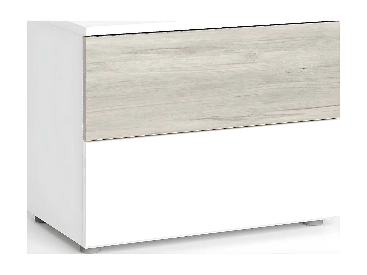 Table de chevet 2 tiroirs blanc et effet bois 54 cm - Arizona