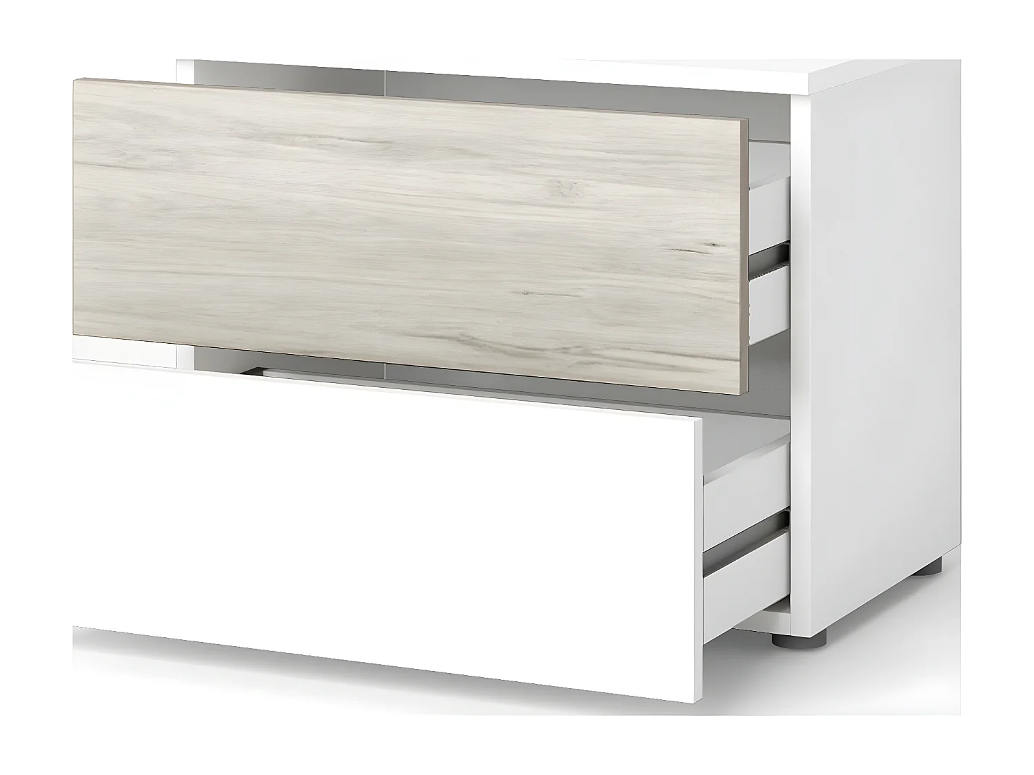 Table de chevet 2 tiroirs blanc et effet bois 54 cm - Arizona