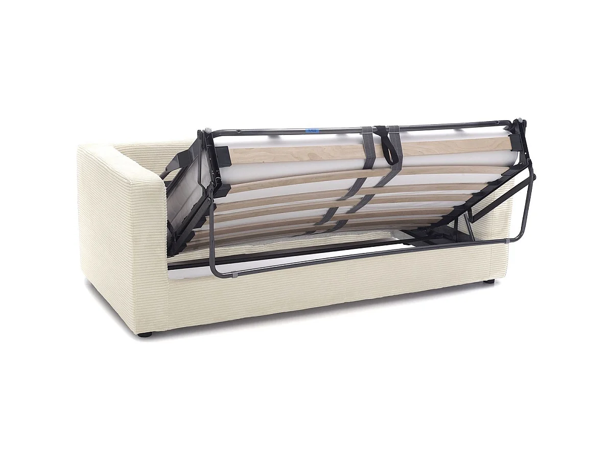 Canapé convertible express 3 places en velours côtelé beige SILVIA