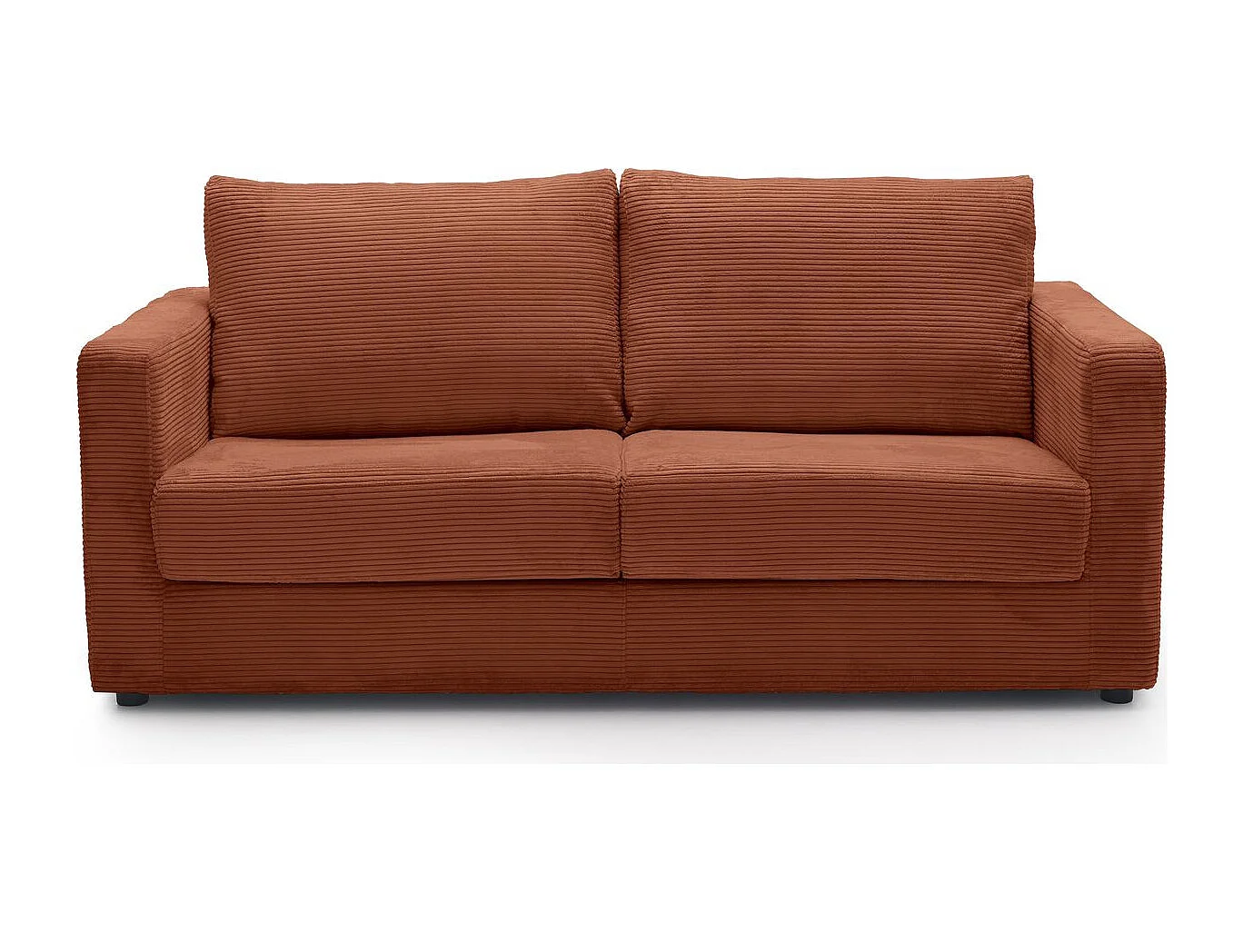 Canapé convertible 3 places en velours côtelé rouille - ouverture semi-express - Silvia