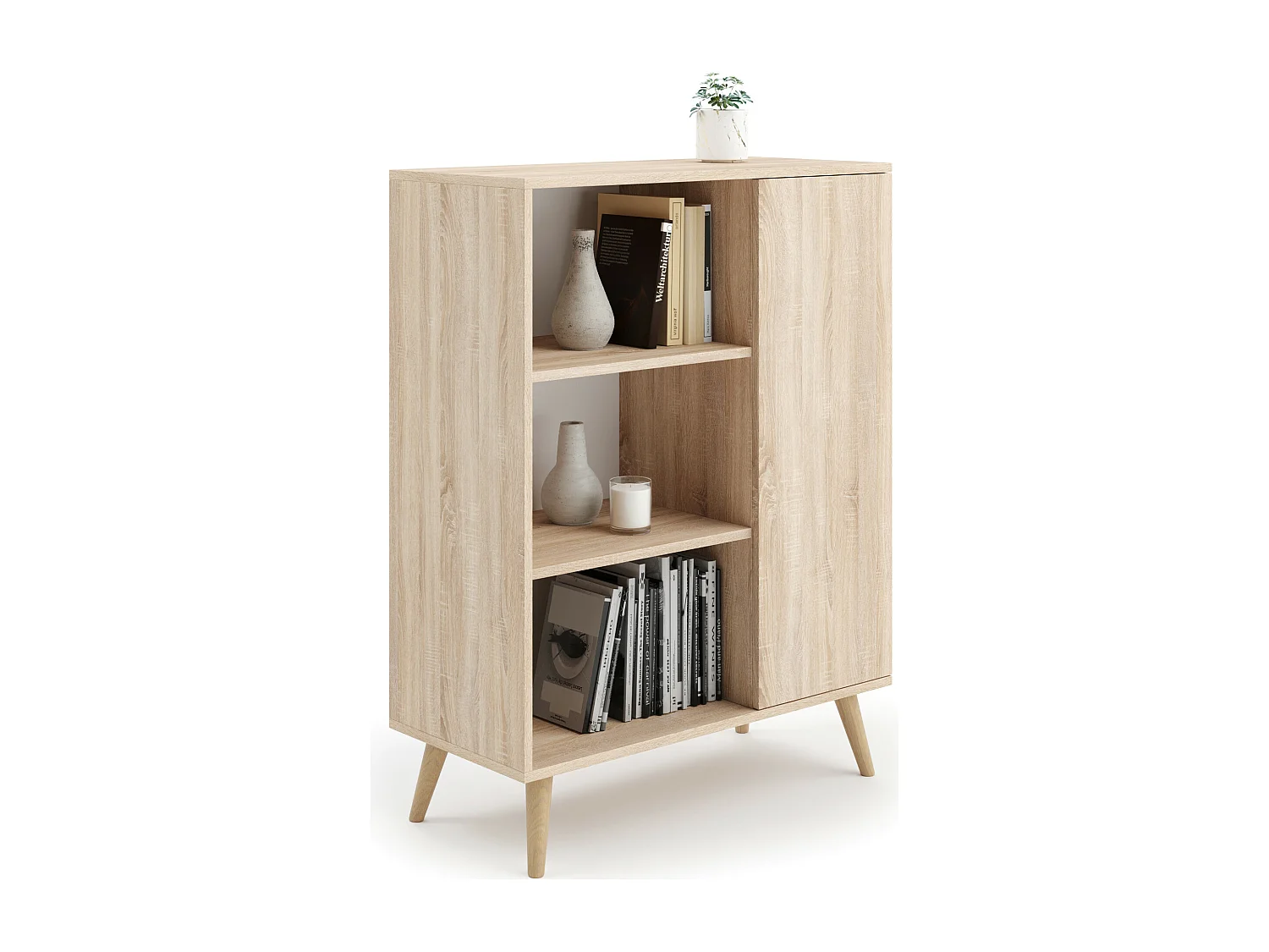 Bibliothèque scandinave FAMMY - Chêne claire