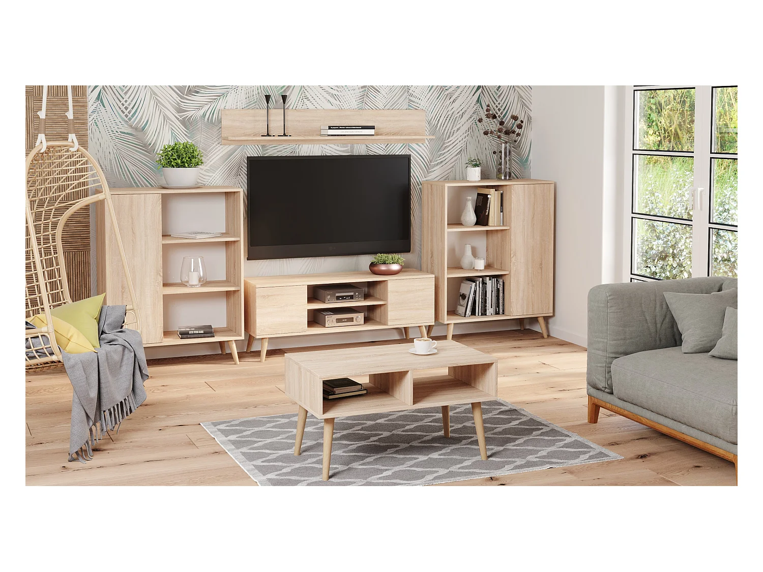 Bibliothèque scandinave FAMMY - Chêne claire