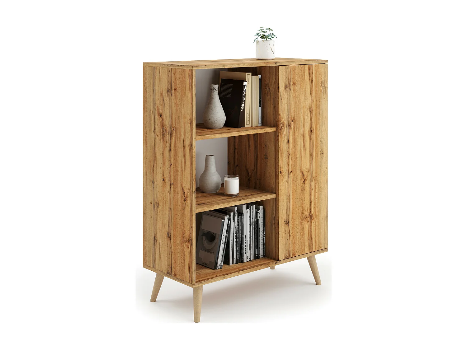 Bibliothèque scandinave FAMMY - Chêne foncé