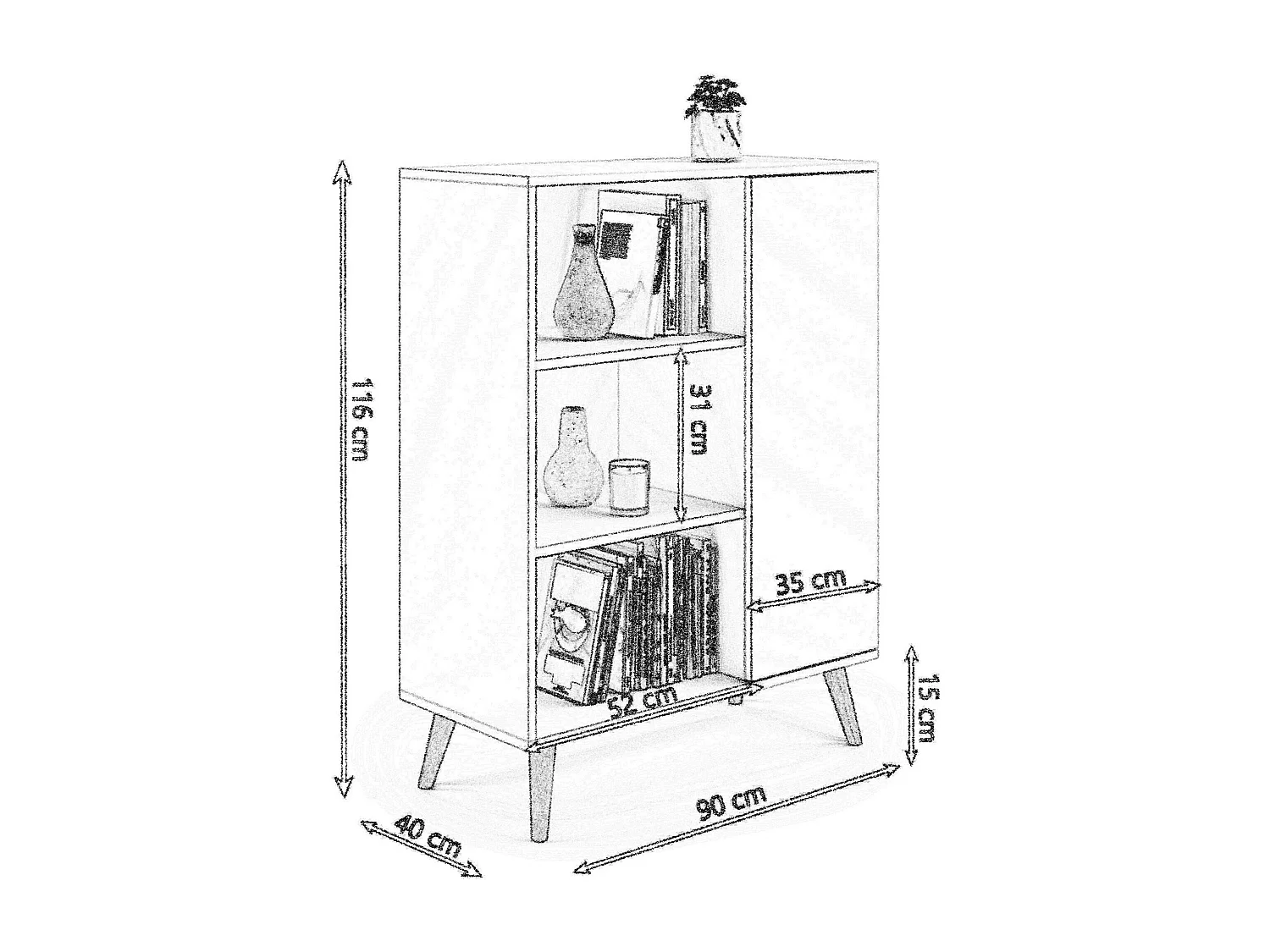 Bibliothèque scandinave FAMMY - Chêne foncé