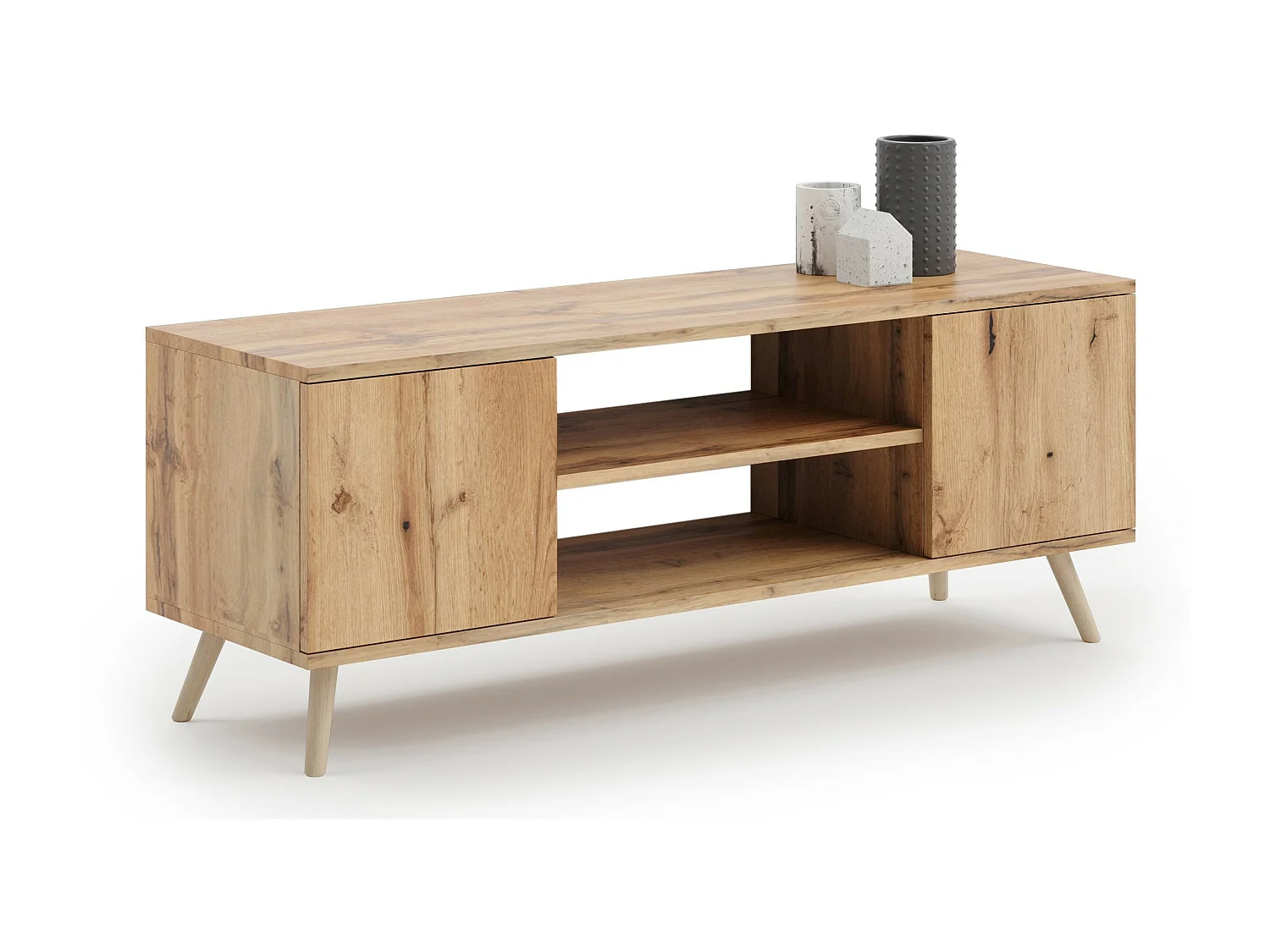 Meuble TV style scandinave FLINT TV - Chêne foncé