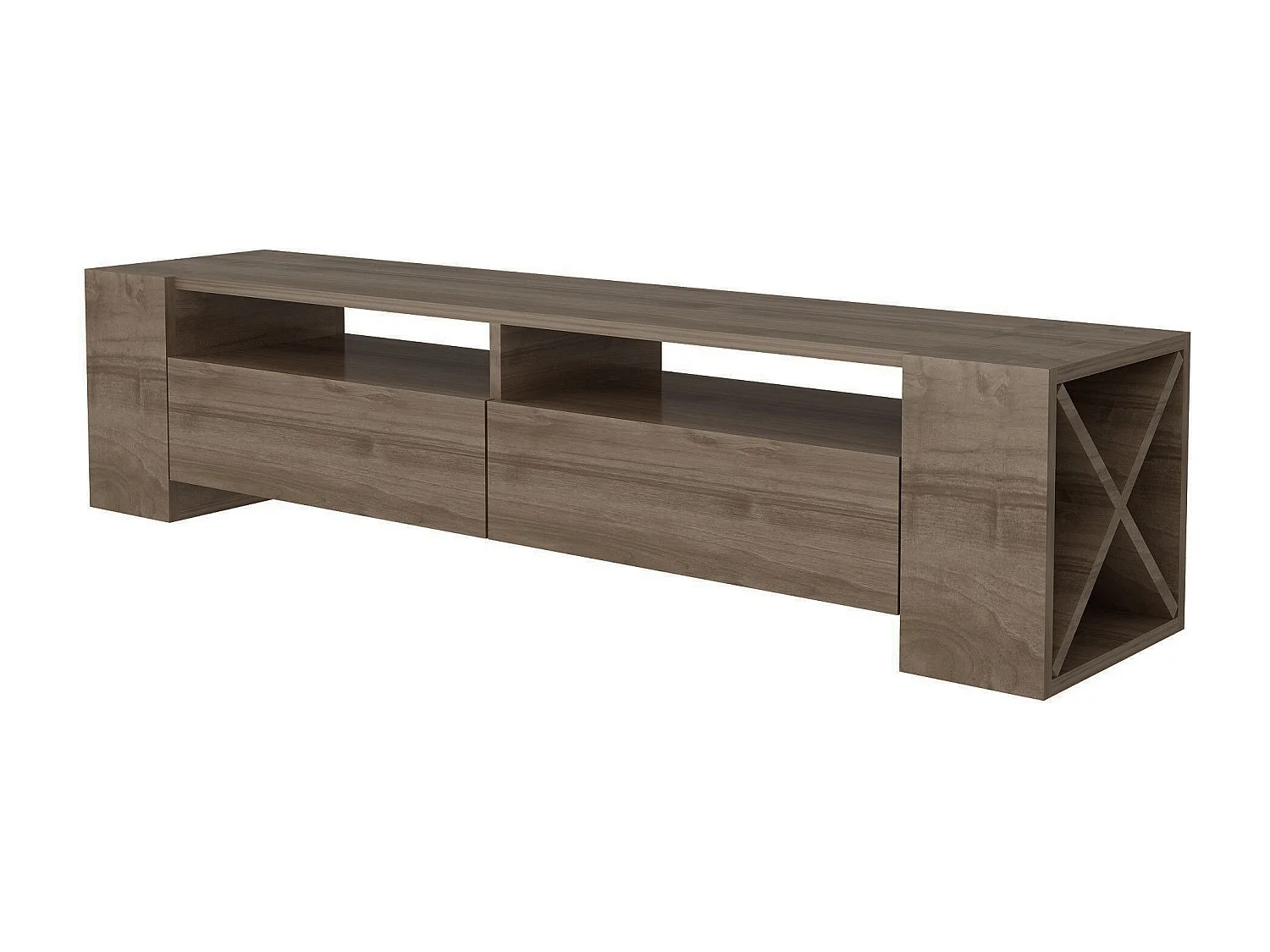 Meuble TV Pariro L155cm Bois foncé