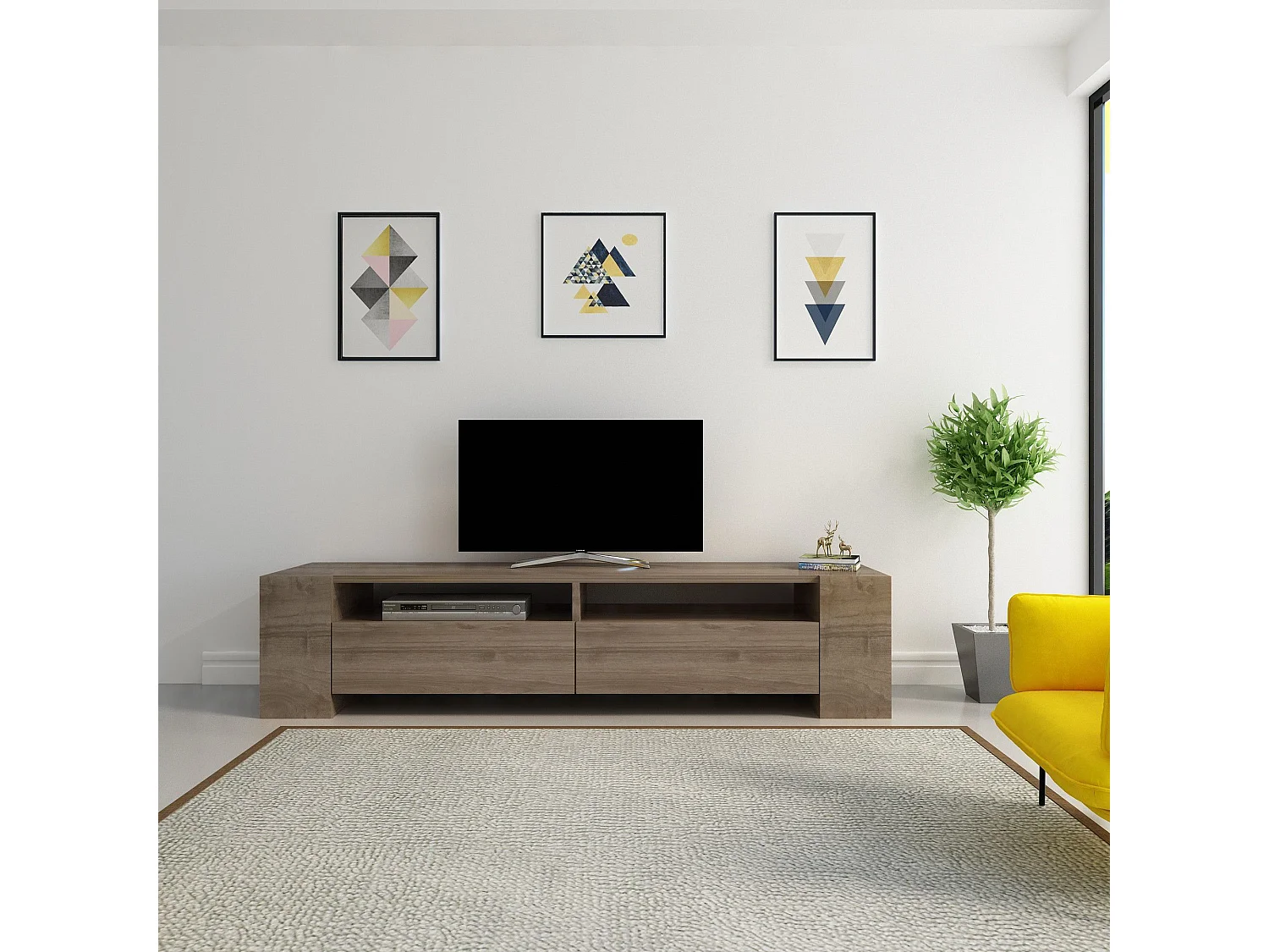Meuble TV Pariro L155cm Bois foncé