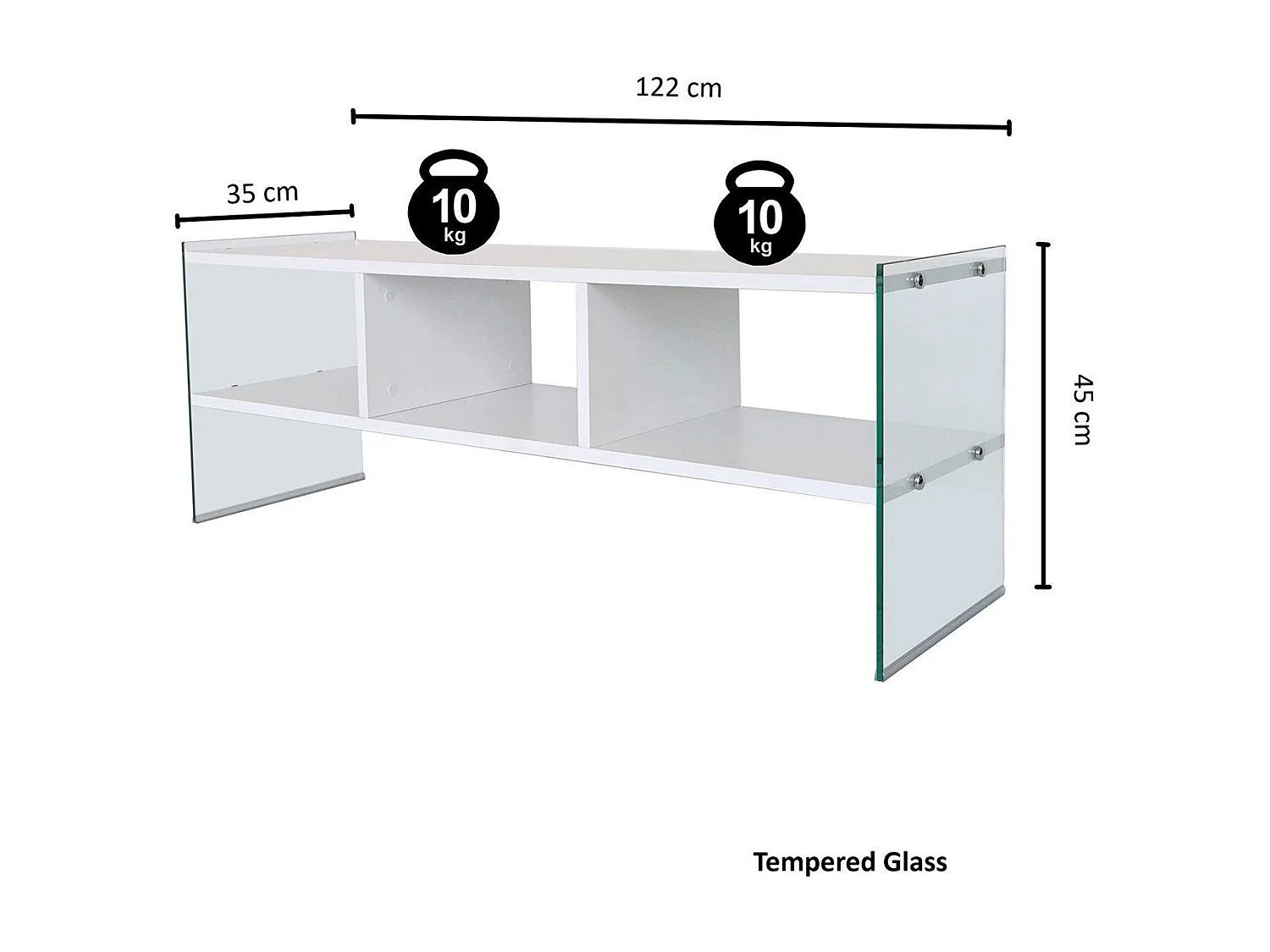 Mesa de tv Kailua 268, Blanco, 120x45x35cm
