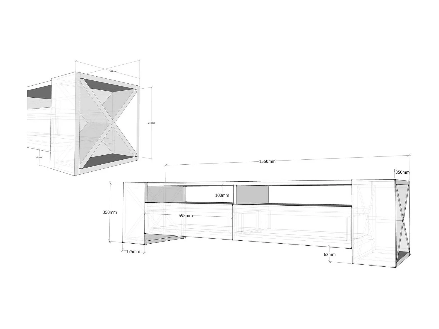 Meuble TV Pariro L155cm Blanc