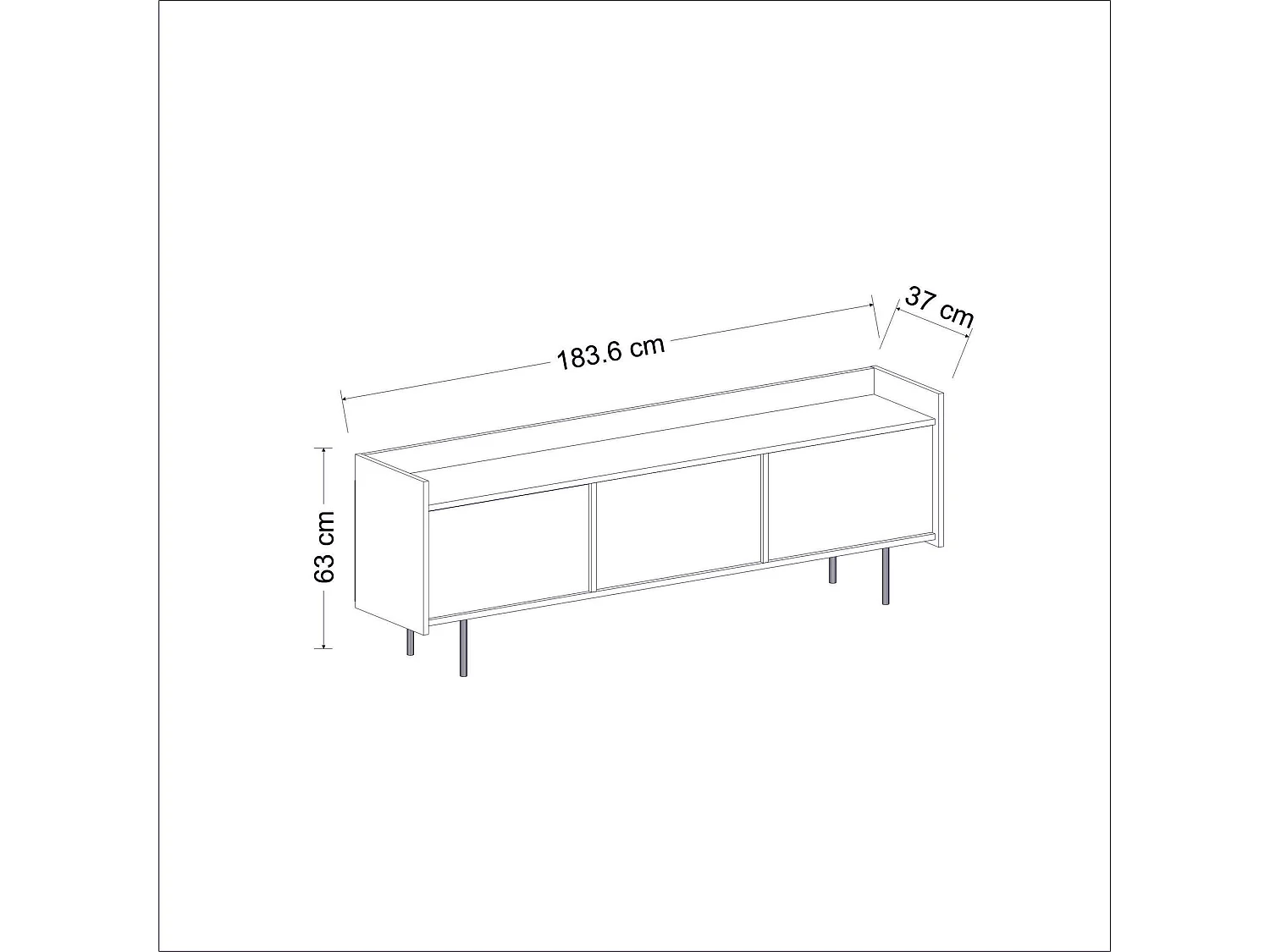 TV-Ständer – 183,6 x 63 x 37 cm – Weiß – Melaminbeschichtete Spanplatte