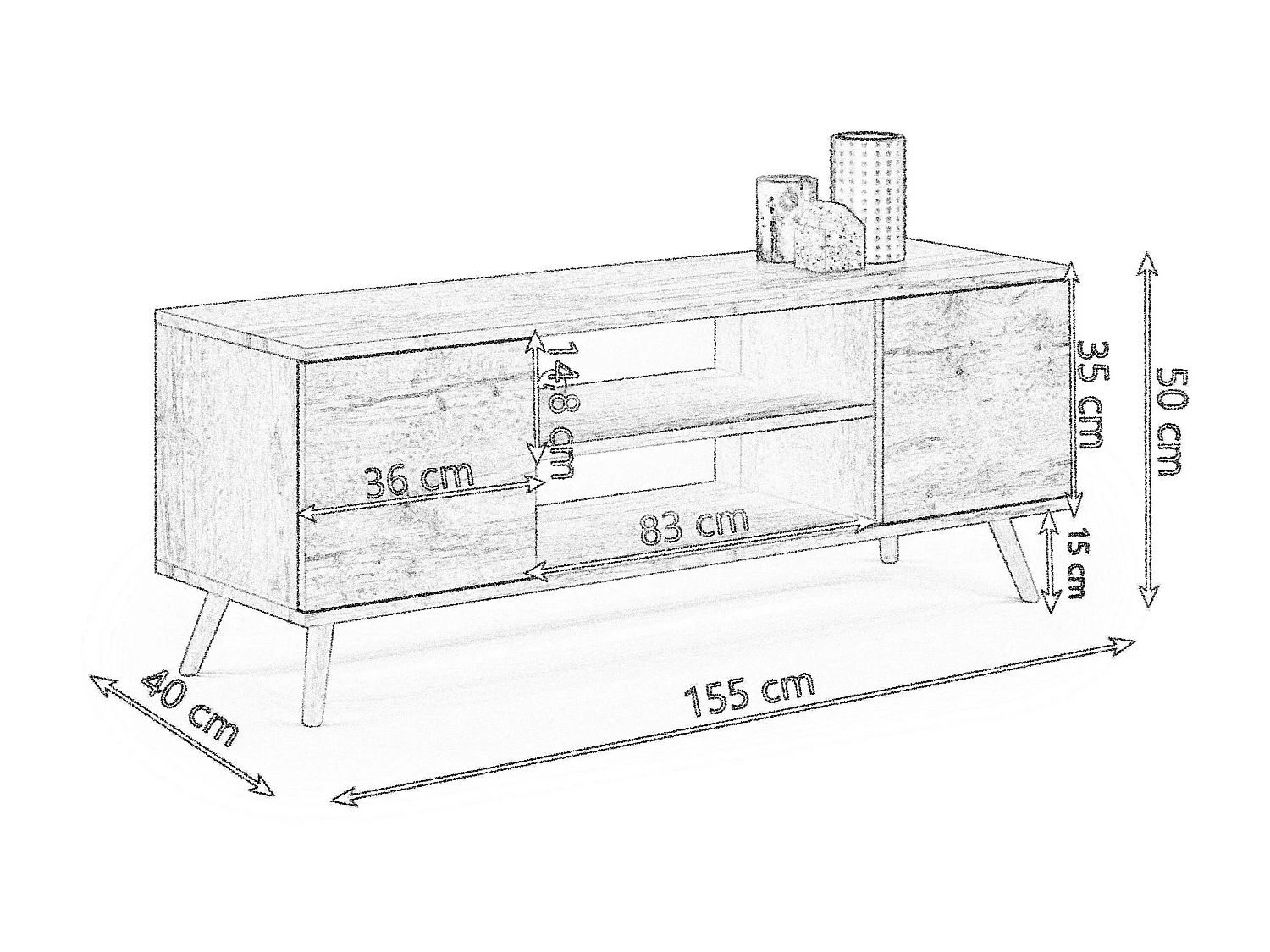 Meuble TV style scandinave FLINT TV - Chêne claire