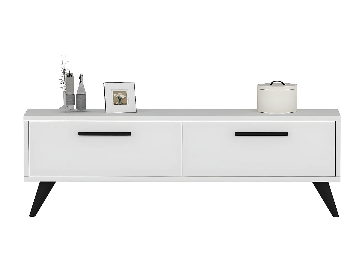 TV-Ständer – 120 cm x 45 cm x 29,6 cm – Weiß – Melaminbeschichtete Spanplatte