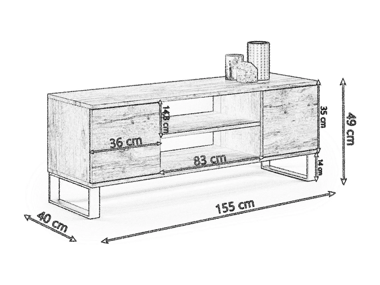 Meuble TV style industriel FLINT TV - Chêne foncé - Noir