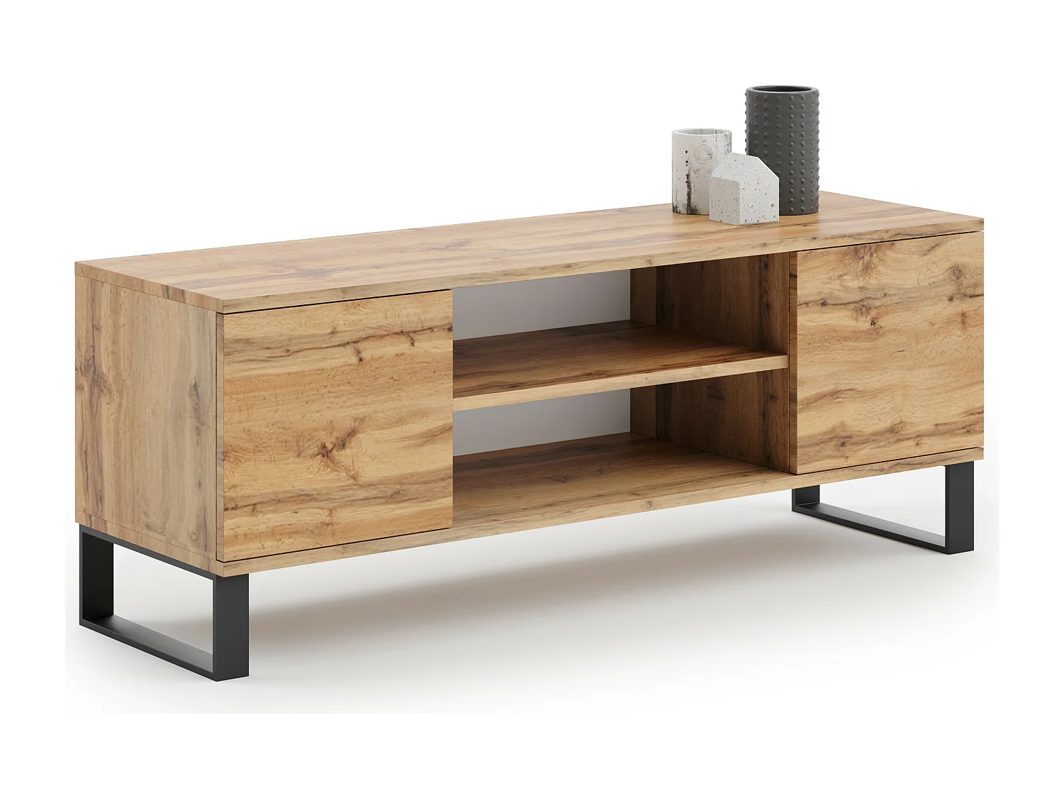 Meuble TV style industriel FLINT TV - Chêne foncé