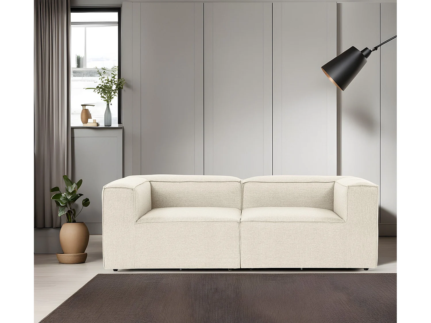 Canapé 2 places Biglo Lin Écru