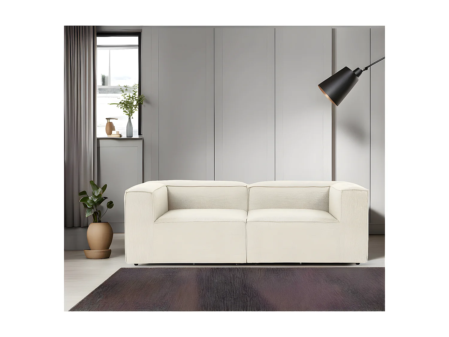 Canapé 2 places Biglo Lin Écru