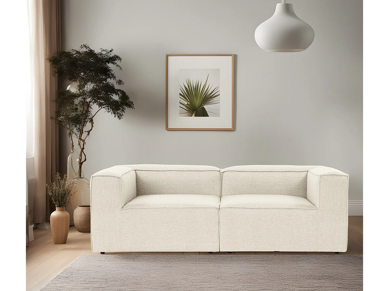 Canapé 2 places Biglo Lin Écru