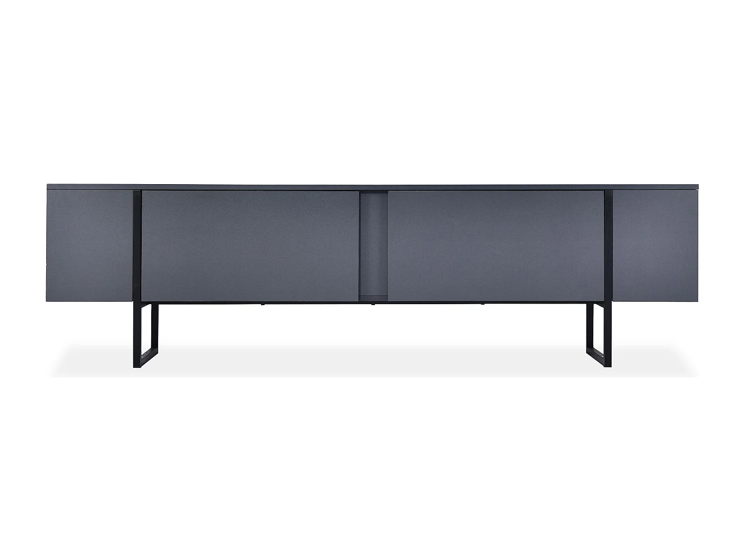 Meuble TV moderne avec 2 portes Valmain L180cm Gris foncé et Métal Noir