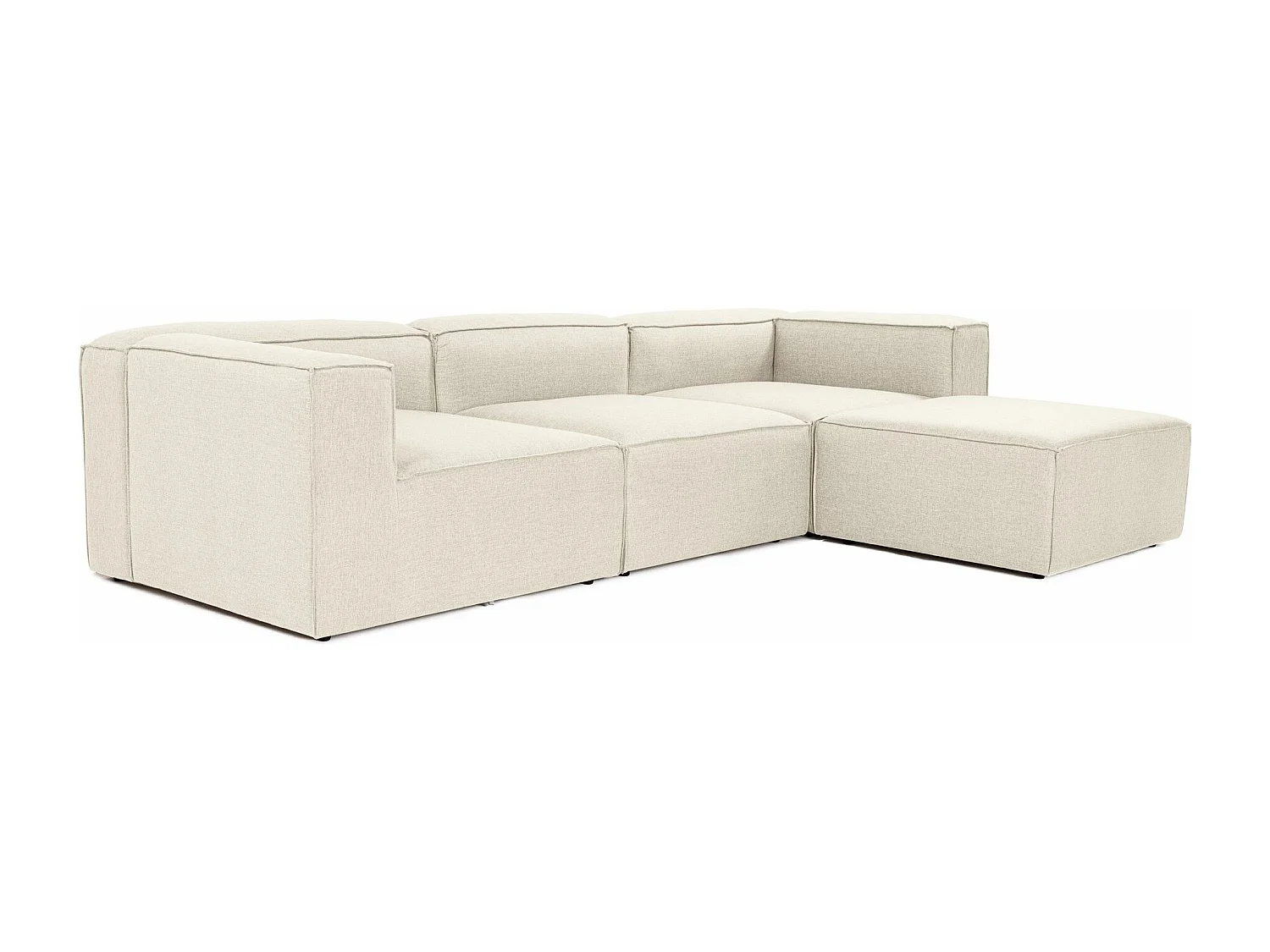 Canapé d'angle à droite Biglo Tissu Écru