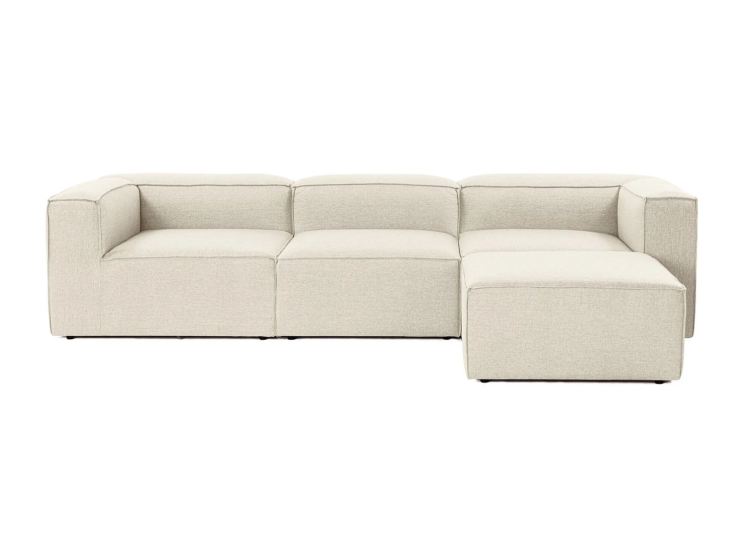 Canapé d'angle à droite Biglo Tissu Écru
