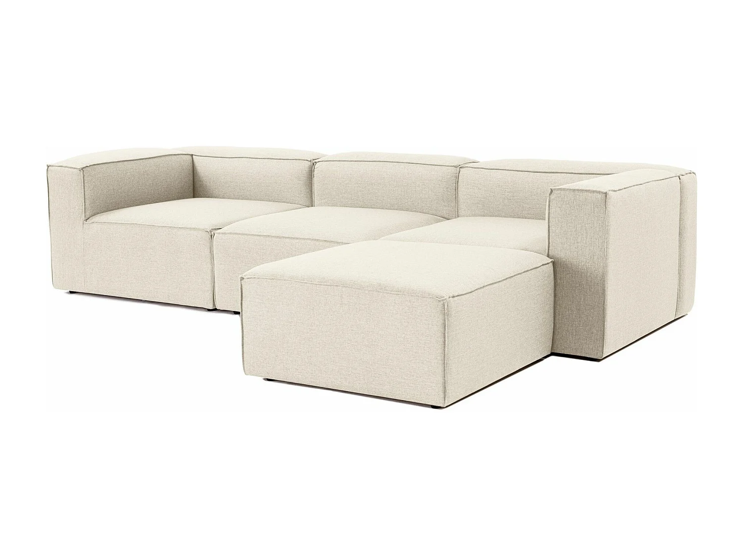 Canapé d'angle à droite Biglo Tissu Écru