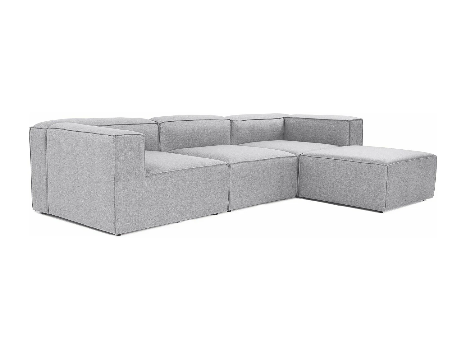 Canapé d'angle à droite Biglo Tissu Gris