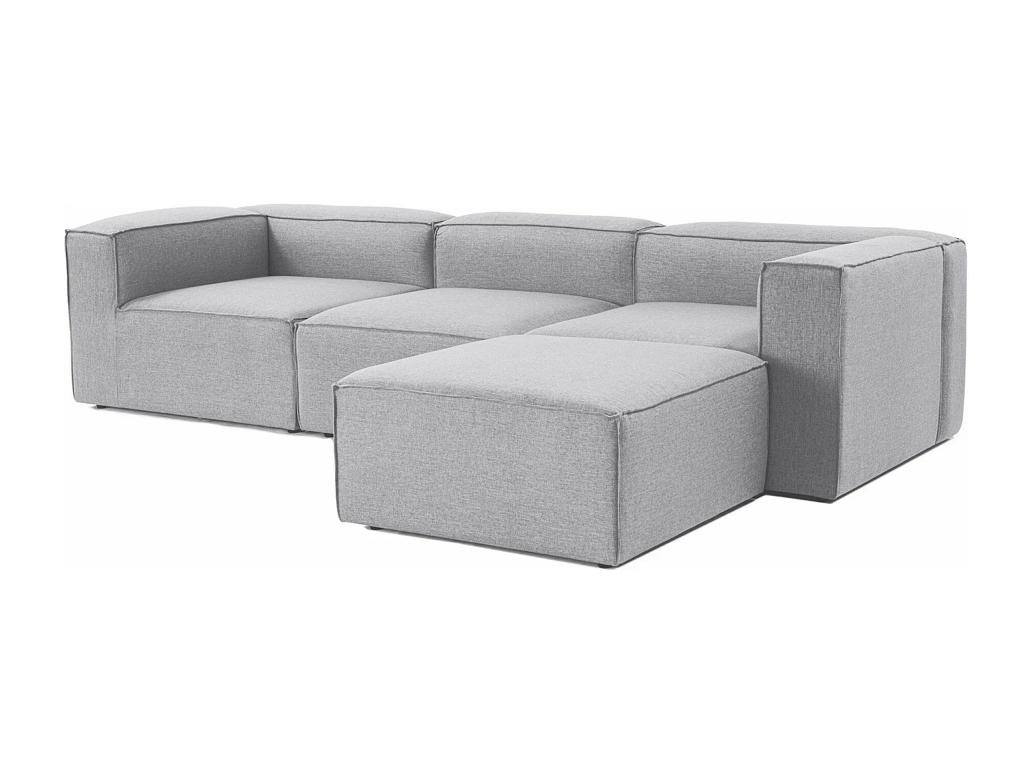 Canapé d'angle à droite Biglo Tissu Gris