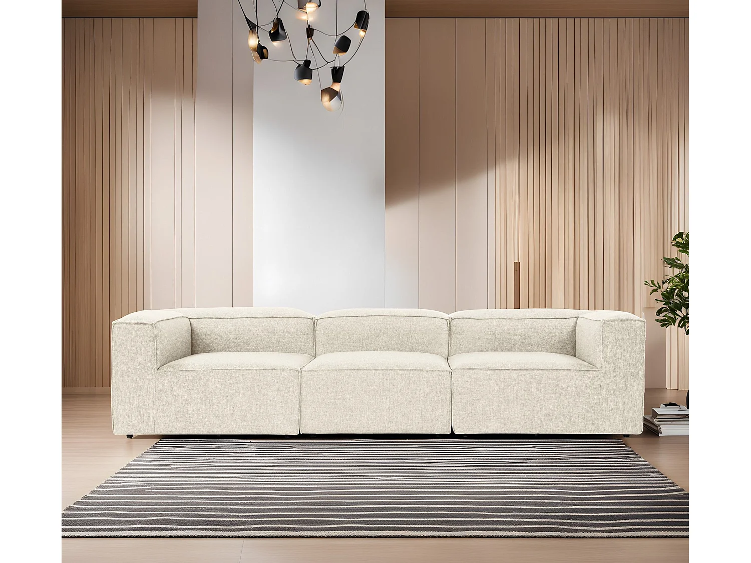 Canapé 3 places Biglo Lin Écru