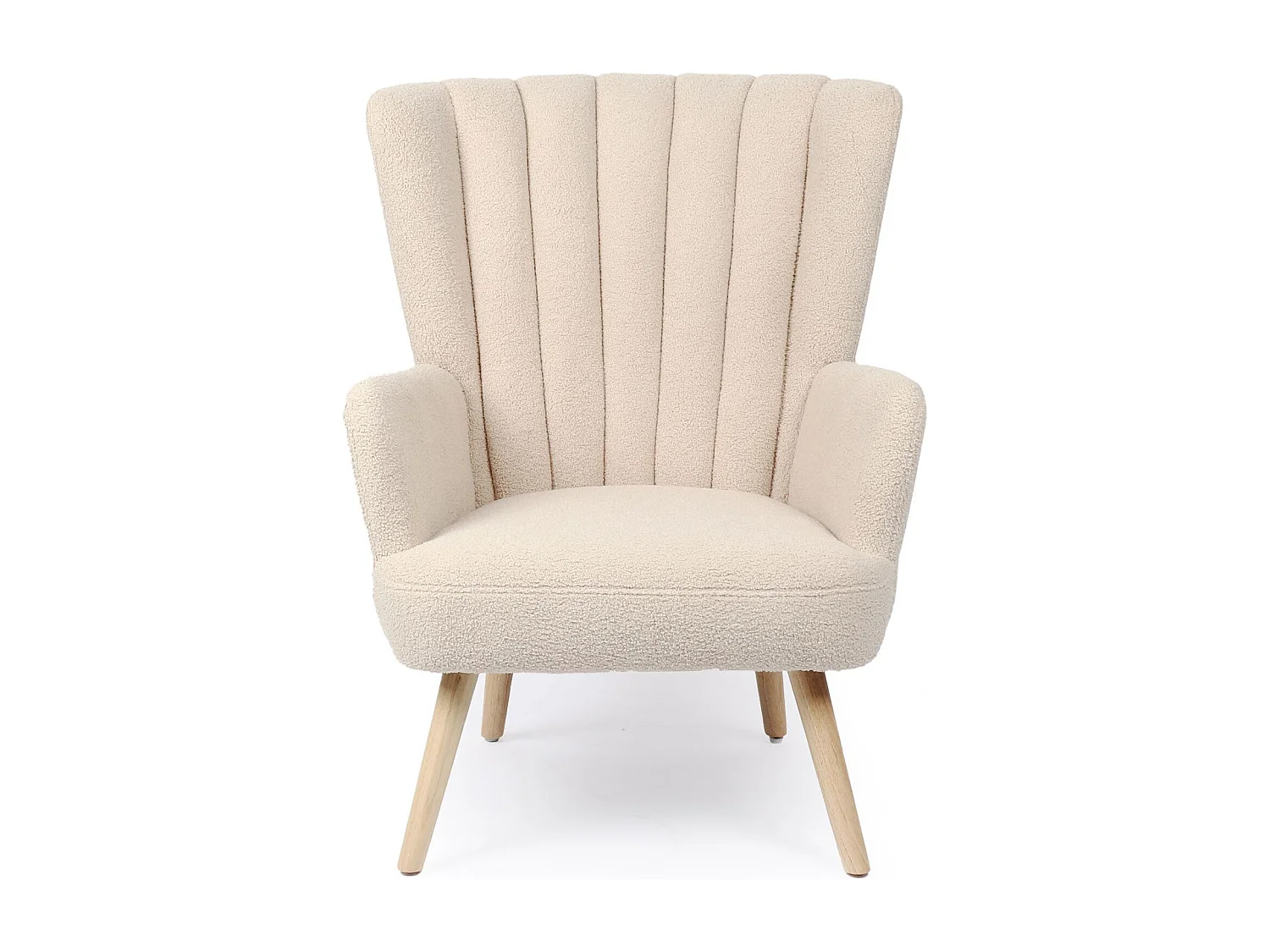 Poltrona scandinava Vidal Tessuto Bouclette Beige