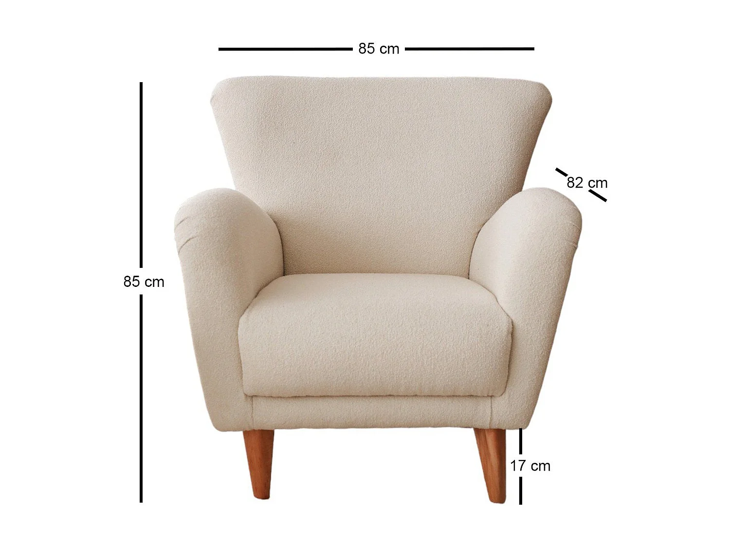 Sillón Altadena 541, Blanco, 85x85x82cm, Tapiz, Patas: Madera