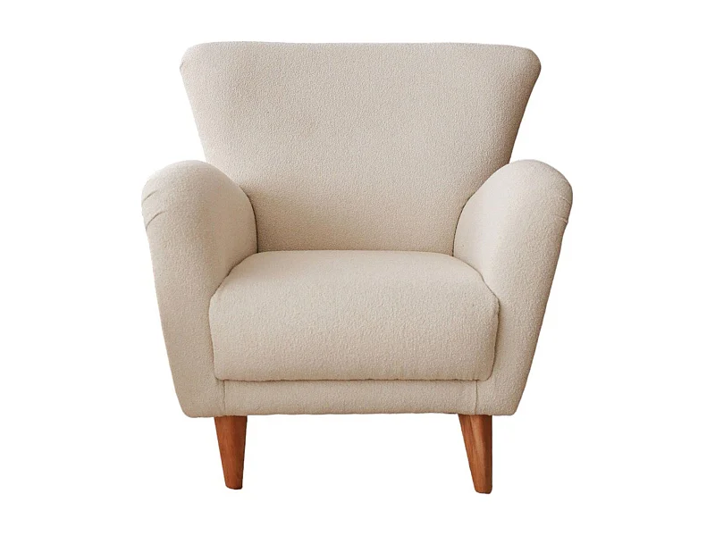 Poltrona Elegante, Tecido Teddy Branco, 85 x 85 x 82 cm | Estrutura 100% Madeira, Altura Confortável para Sentar: 43 cm | Perfeita para Salas de Estar