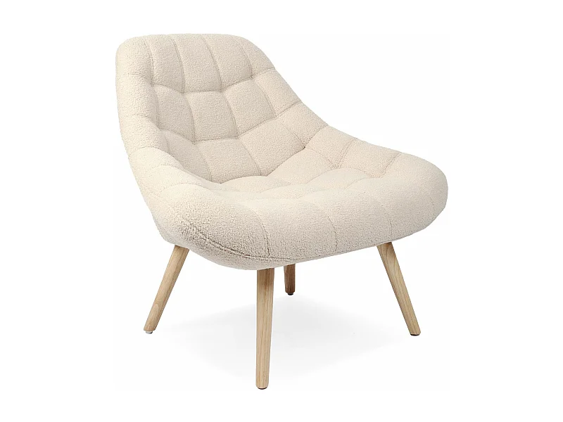 Fauteuil scandinave Danios Tissu bouclette Beige