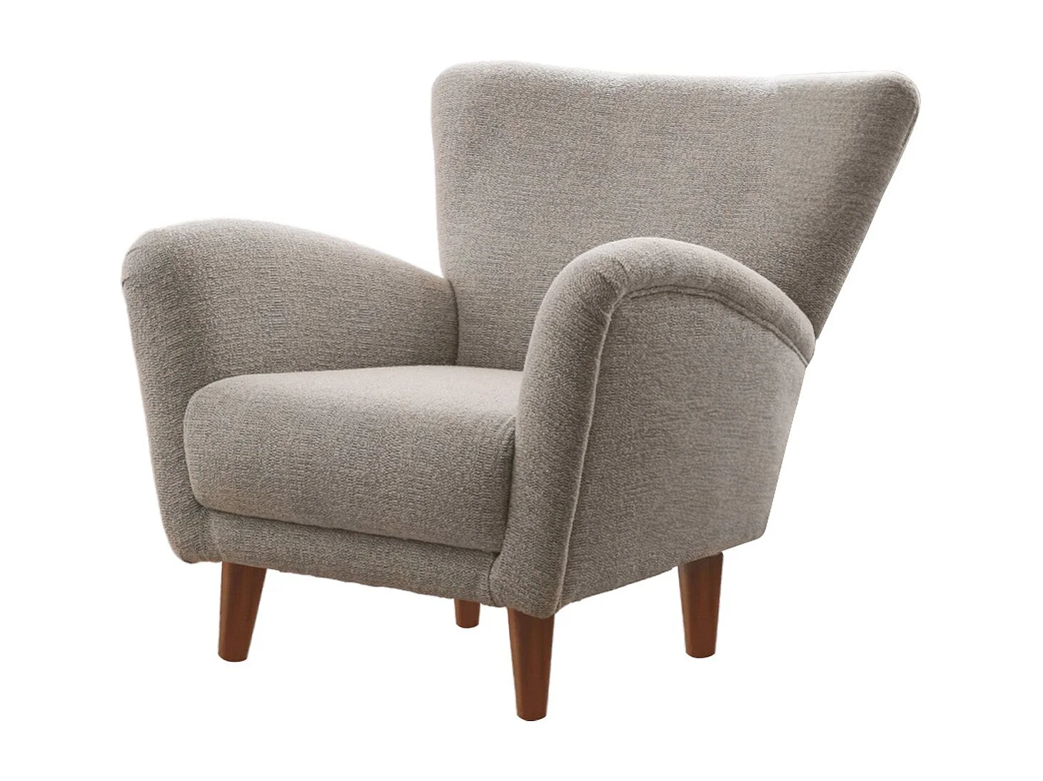 Fauteuil design Melda Bois foncé et Tissu bouclette Gris