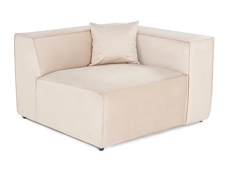 Elegante sillón de 1 plaza, lino crema, 110 x 108 x 65 cm | Estructura 100% madera de carpe, espuma DNS 32, patas de plástico | Incluye cojí