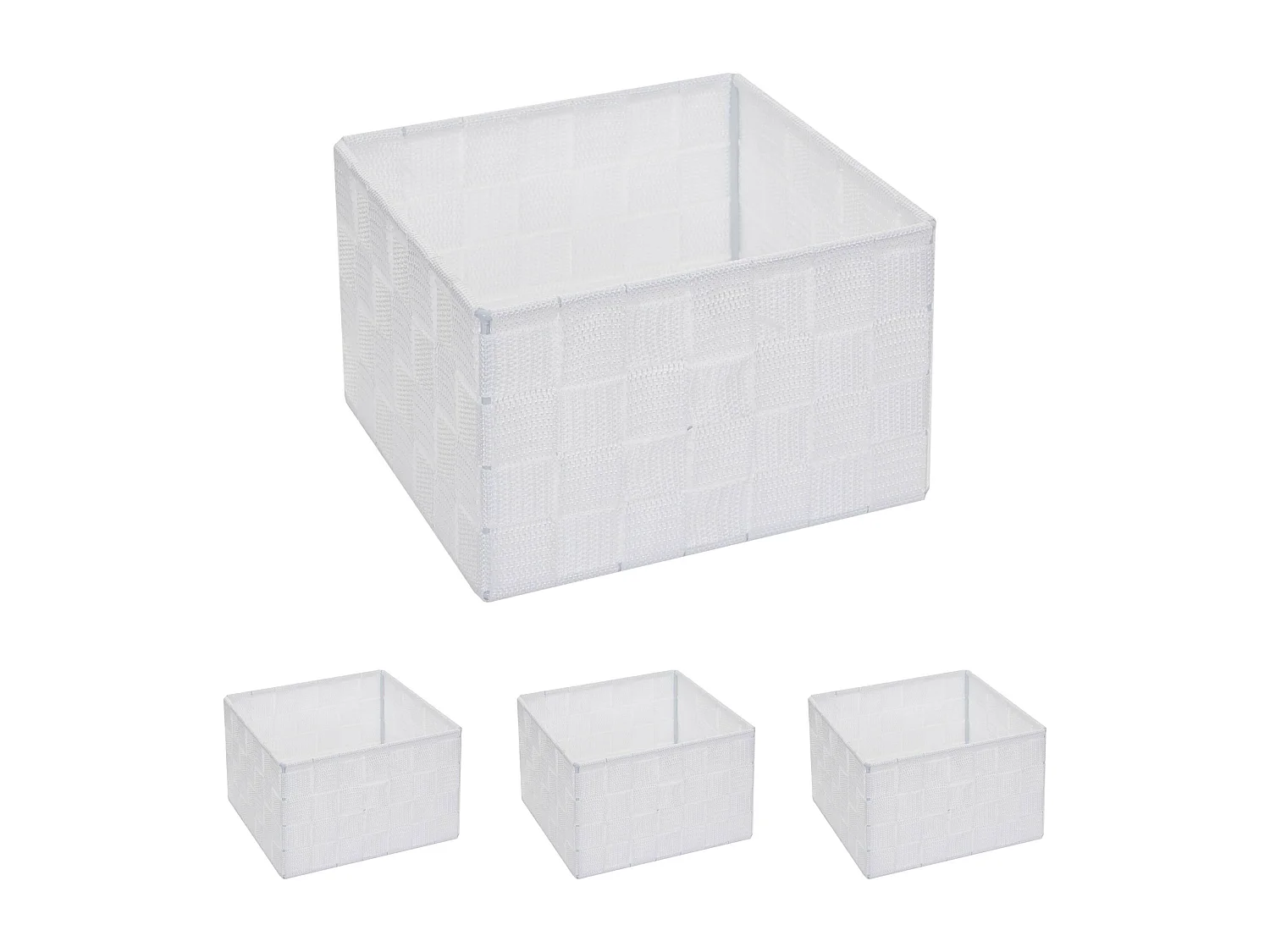 Set 4x ceste contenitori portaoggetti MCW-C37 19x19x12cm S bianco