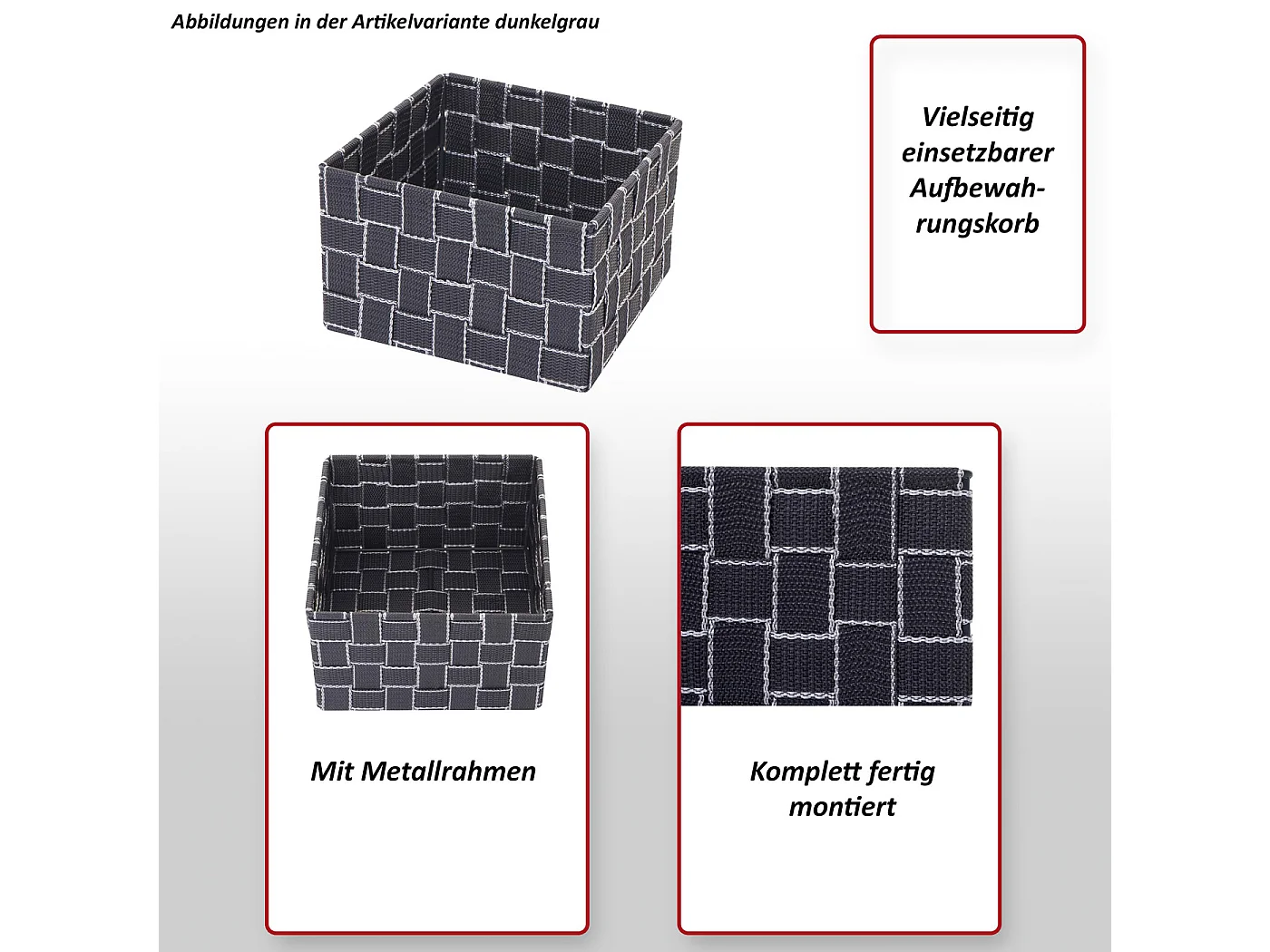 Set 4x ceste contenitori portaoggetti MCW-C37 19x19x12cm S bianco