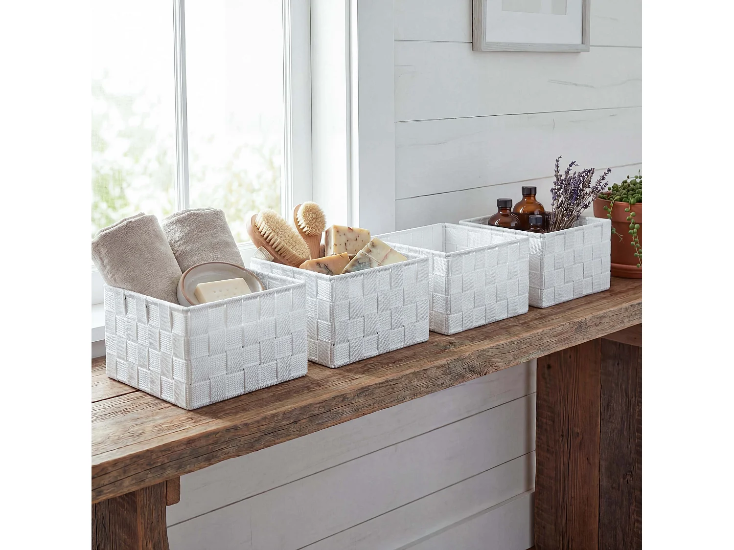 Panier de rangement MCW-C37 (lot de 4),  blanc